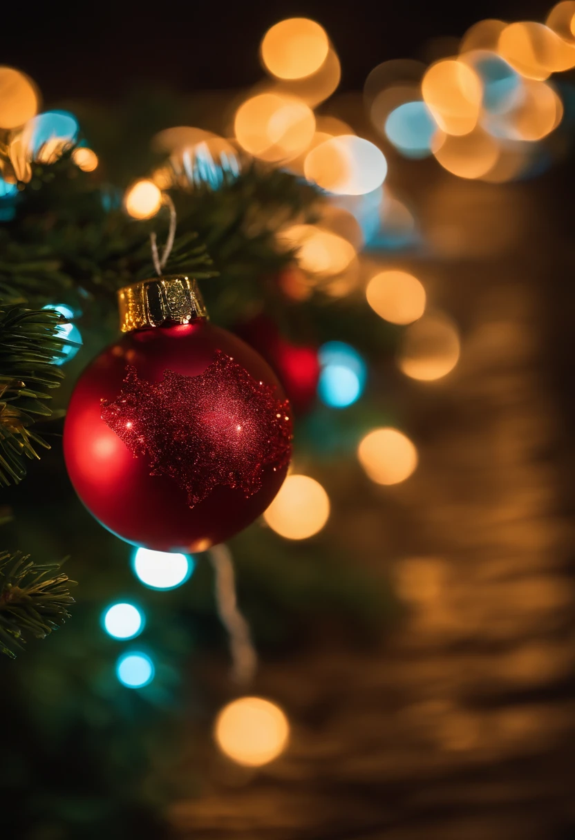 A realistic photograph of Christmas lights arranged in the shape of a festive word or phrase, such as “joy” or “peace,” against a dark backdrop, creating a whimsical and captivating visual display.