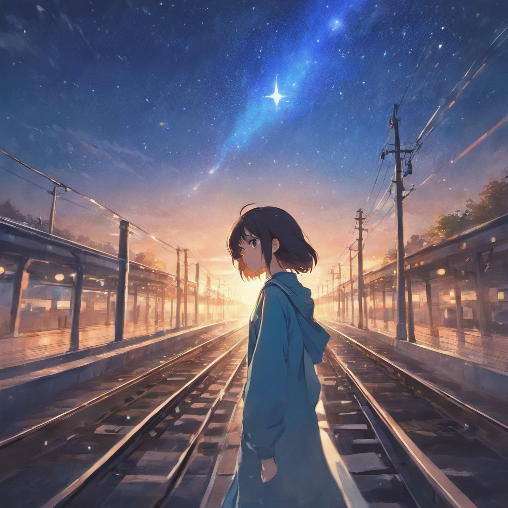 masutepiece, Anime train passing through a body of water on the tracks, Bright starry sky. Romantic Train, Makoto Shinkai photo, Pisif, concept-art, Laffy art style, reflection. by makoto shinkai, lofi art, Beautiful anime scenes, Anime landscapes, detailed scenery —width 672, in the style of makoto shinkai, style of makoto shinkai, Enhanced Detail.