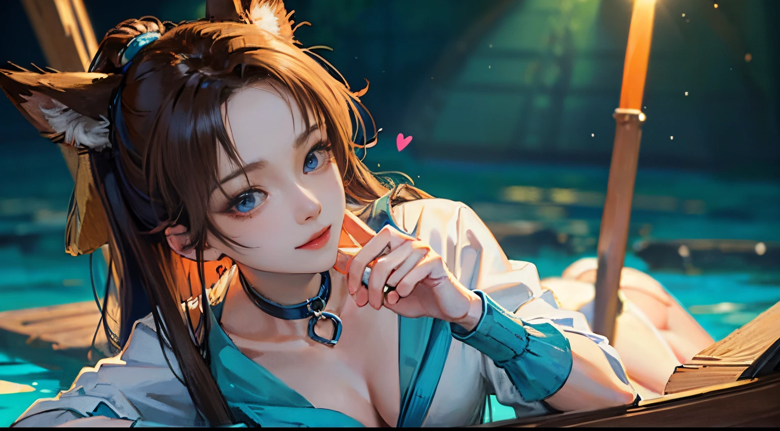 1人の女性、 watching at viewers、
,Her beautiful blue eyes, Twin-tailed brown hair, Moles under her eyes, Plump and glossy lips, Heart-shaped choker, Looking at the viewer, smiling at the viewer. .. .. .. .. .. .. .. .. .. .. .. .. .. .. .. .. .. .. .. .. .. .. .. .. .. .. .. .. .. .. .. .. .. .. .. .。.。.。.。.。.。.。.。.。.。.。.。.。.。.。.。.。.。.。.。.。.。.。.。.。.。.。.。.。.。.。.。.。.。.。.。.。.。.。.。.。.。.。.。.。.。.。.。.。.。.。.。.。.。.。.。.。.。.。.。.。.。.。.。.3D, cyberpunk style short clothes、Nami Style in Anime One Piece, of the highest quality, 8K, Detailed skin texture, Detailed Cloth Texture, beautifull detailed face, Intricate details, Pirate Ship、
Rim lighting, Side lighting, Cinematic lighting, Ultra high definition, 8K UHD, Film grain, Best Shadows, Delicate, Facing the viewer, gazing at viewer