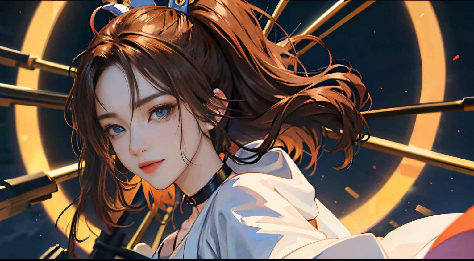 1人の女性、 watching at viewers、
,Her beautiful blue eyes, Twin-tailed brown hair, Moles under her eyes, Plump and glossy lips, Heart-shaped choker, Looking at the viewer, smiling at the viewer. .. .. .. .. .. .. .. .. .. .. .. .. .. .. .. .. .. .. .. .. .. .. .. .. .. .. .. .. .. .. .. .. .. .. .. .。.。.。.。.。.。.。.。.。.。.。.。.。.。.。.。.。.。.。.。.。.。.。.。.。.。.。.。.。.。.。.。.。.。.。.。.。.。.。.。.。.。.。.。.。.。.。.。.。.。.。.。.。.。.。.。.。.。.。.。.。.。.。.。.。.。.3D, cyberpunk style short clothes、Nami Style in Anime One Piece, of the highest quality, 8K, Detailed skin texture, Detailed Cloth Texture, beautifull detailed face, Intricate details, Pirate Ship、
Rim lighting, Side lighting, Cinematic lighting, Ultra high definition, 8K UHD, Film grain, Best Shadows, Delicate, Facing the viewer, gazing at viewer