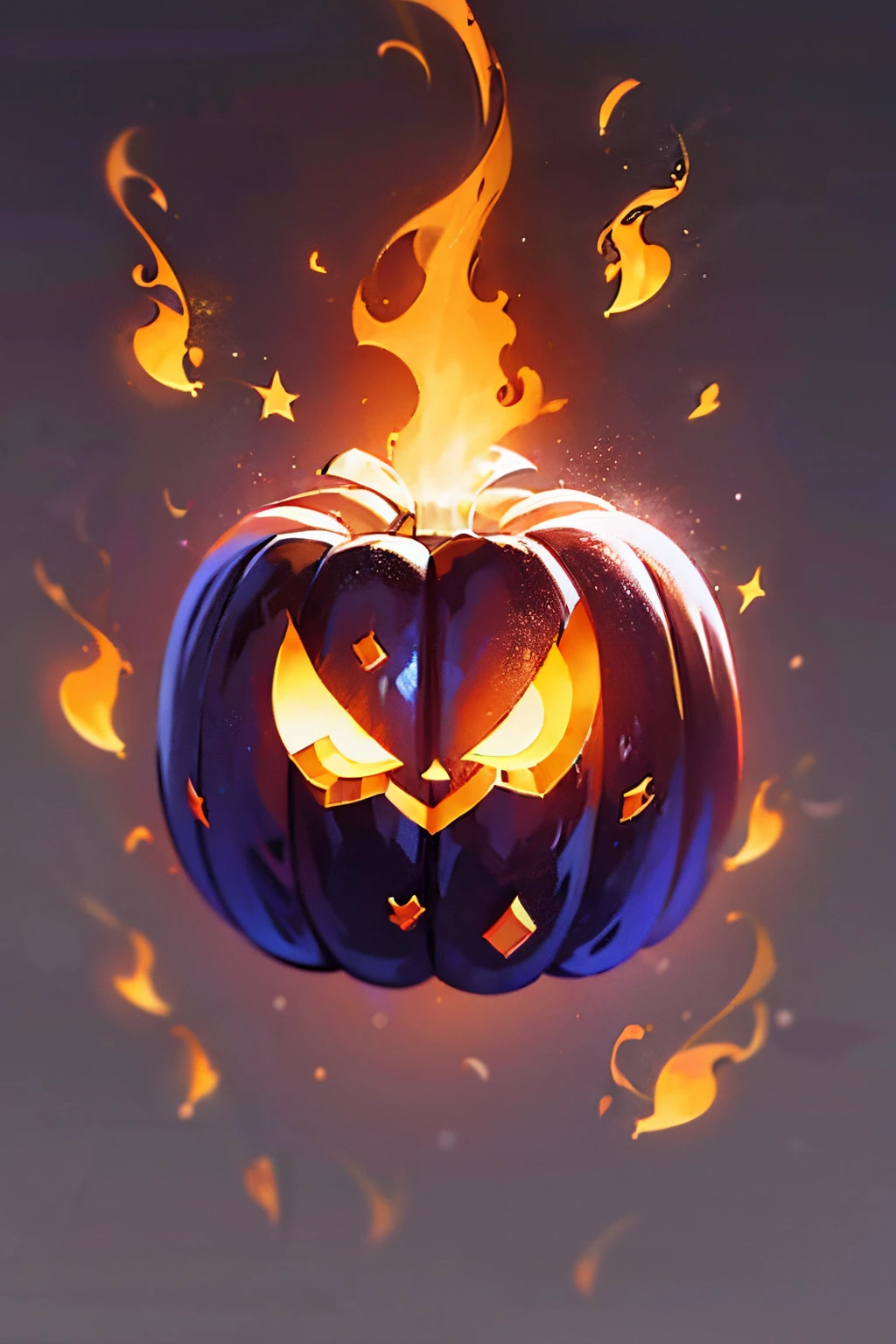 A group of bats are flying,And lots of Halloween pumpkins,like smoke floating in the air