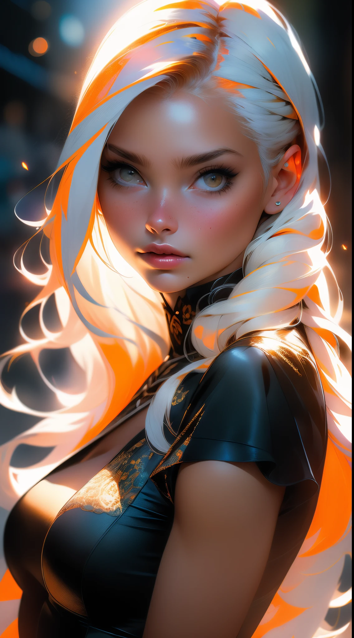 foto de  europeia de 16 anoW, Beautiful girl, (orange and white hair with extra long curl), ((retrato)), (rosto detalhado: 1.2)), (detailed facial features)), (Pele fina), pale skin, alto detalhe e decote profundo corpo conhasmat terno, corpo magro, ambiente megacidade, (cor fria), Wet, humid, reflection, (master part) ( perfectly proportions) (Fotos realistas) (extremely high quality) (detalhe) fotografado com Canon EOS R5, Mola 50mm, F/2.8, HDR, (8k) (papel de parede) (Movie Lighting) (dramatic lighting) (foco nítido) (complexo) moda, (2Meninas) She is with her friend, uma garota europeia de 16 anos;, ..Rutiful woman, (cabelo platinado com cachos extra longos), ((retrato)), (rosto detalhado: 1.2)), (detailed facial features)), (Pele fina), olhos azuis, pale skin, alto detalhe e decote profundo corpo conhasmat terno, corpo magro, ambiente megacidade, (cor fria), Wet, humid, reflection, (master part) ( perfectly proportions) (Fotos realistas) (extremely high quality) (detalhe) fotografado com Canon EOS R5, Mola 50mm, F/2.8, HDR, (8k) (papel de parede) (Movie Lighting) (dramatic lighting) (foco nítido) (complexo) moda