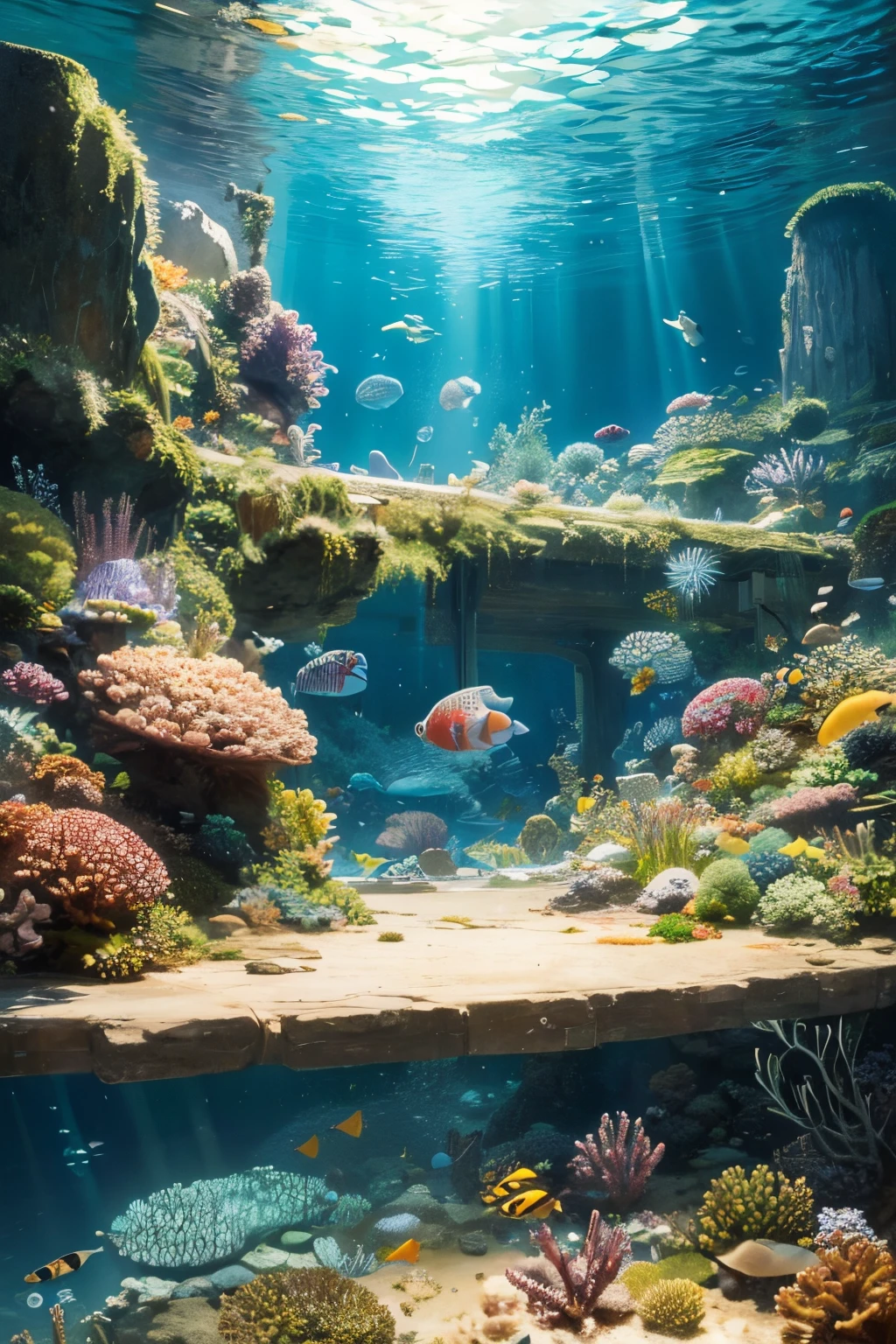 Paint a clear deep sea scene,landscape,the reef,Need,tmasterpiece,Masterpiece