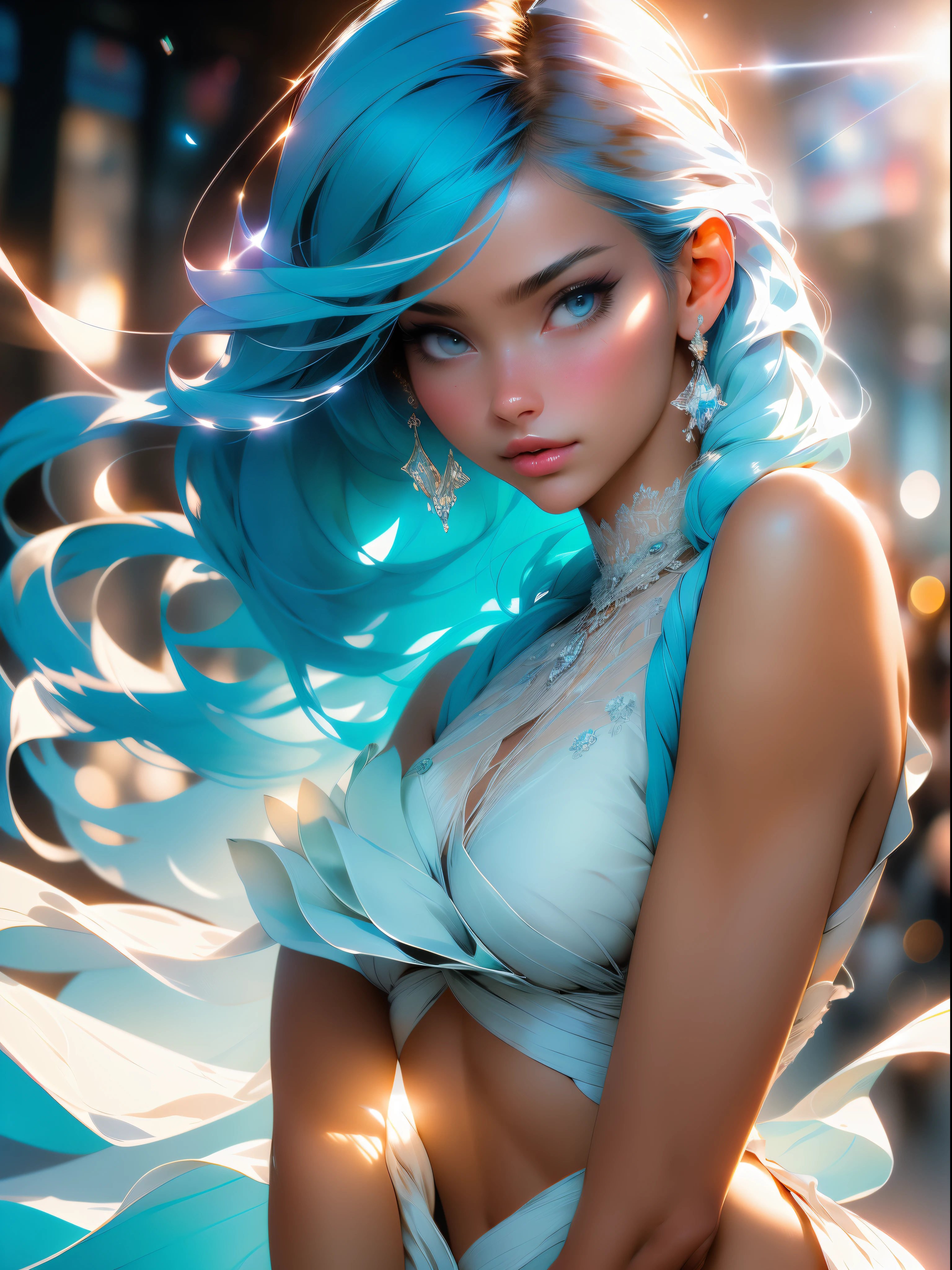 masterpiece, best quality, high quality, high definition, high quality texture, high quality shadow, high detail, beautiful detailed, finely detailed, extremely detailed cg, detailed texture, a realistic representation of the face, realistic, colorful, delicate, cinematic light, side lighting, Lens Flare, ray tracing, sharp focus, (1girl, __focus__:1.3), (intricate details, makeup, PureErosFace_V1:0.5), (beautiful delicate face detailed, Beautiful detailed delicate eyes, a face of perfect proportion, detailed high skin, detailed skin, best ratio four fingers and a thumb, arms under the chest, wide hips, smooth midriff, slim and thin, fashion regatta, light blue hair: 1.3), location of the bar
