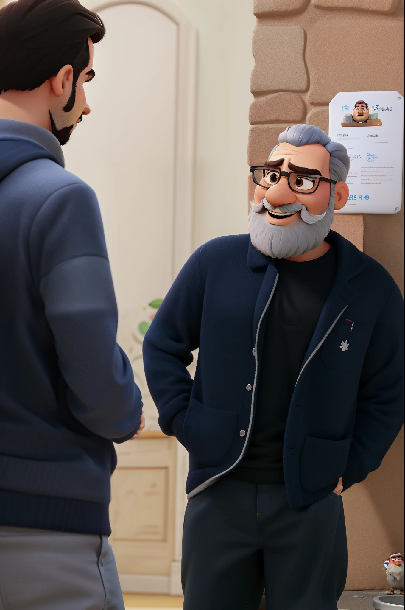 Um velho com barba a sorrir, estilo pixar, melhor qualidade, alta qualidade