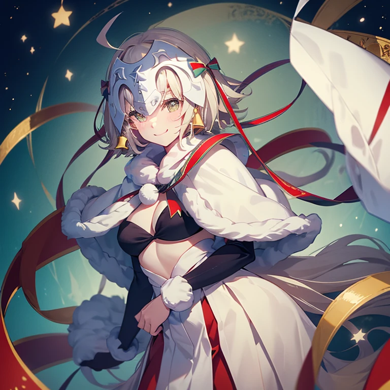 a beauty girl　's body shape　carry a large white bag on one&#39;s back　a smile　Reindeer and sleigh