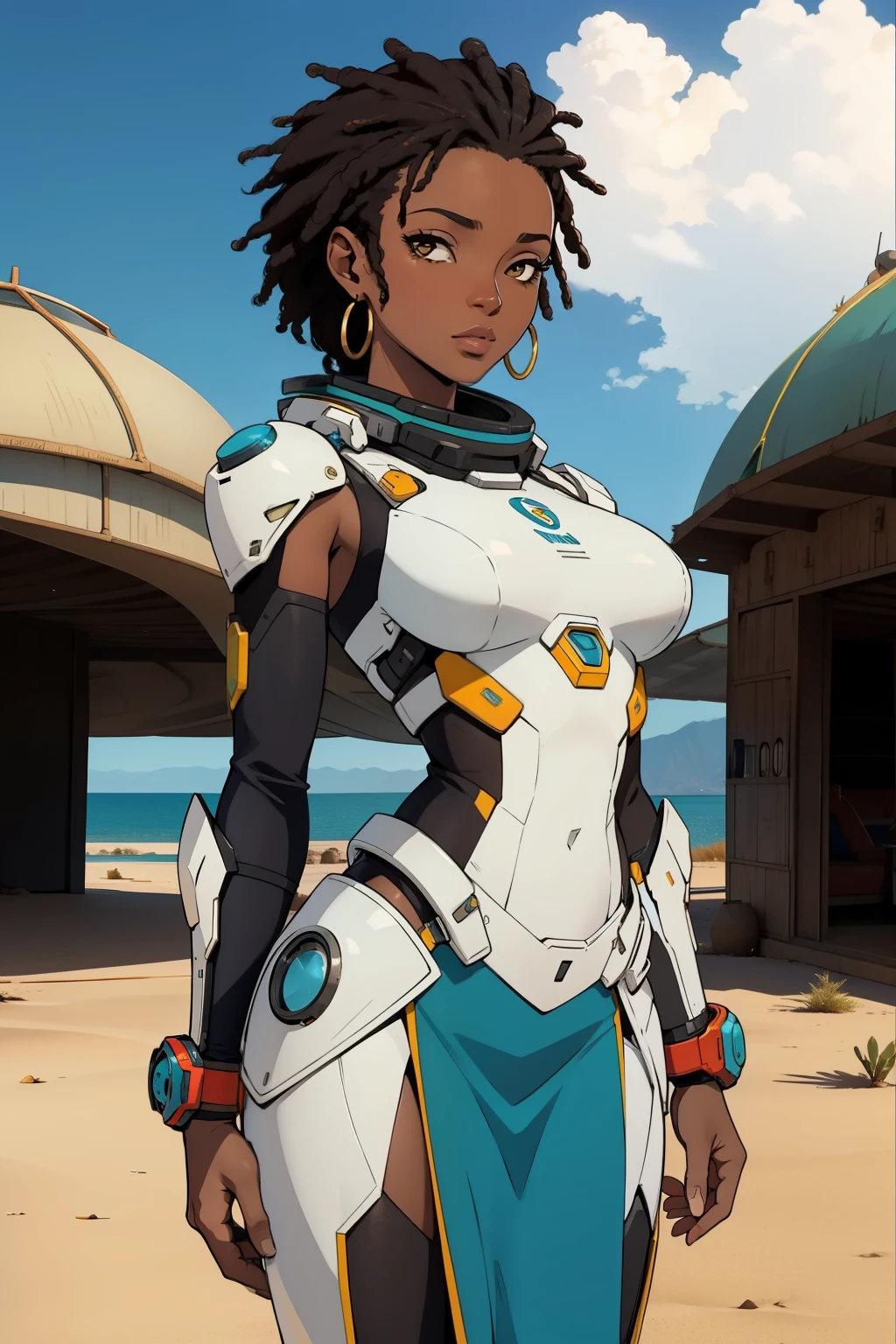 Mulheres Africanas, Sexy feminino, sci-fi, Em frente a um lago no deserto