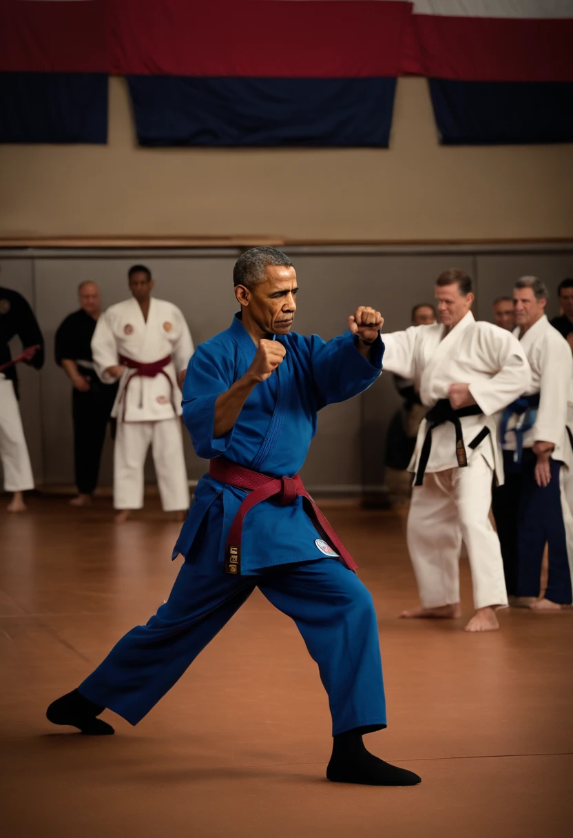 A photo of the president practicing martial arts,original,Barack Obama
