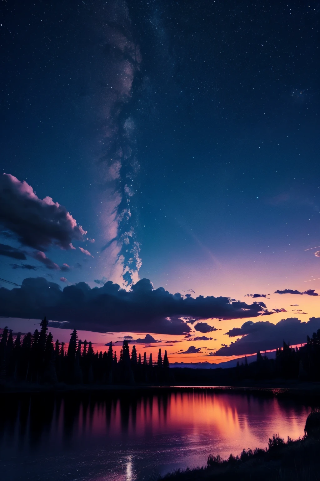 beautiful cute sky scenery, nighttime scene