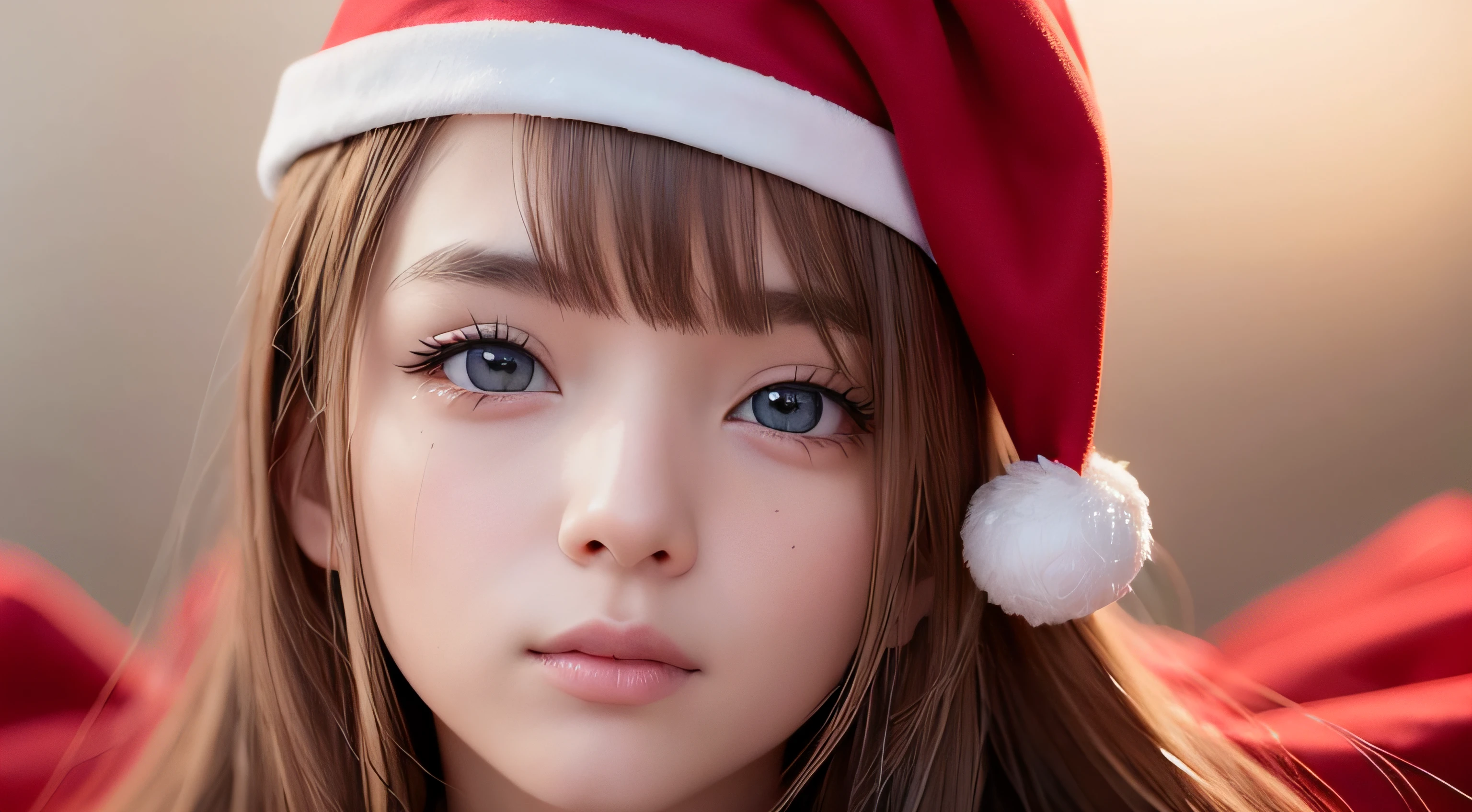 Santa Cos、Christmas、a beautiful detailed girl、extremely detailed eye and face、beatiful detailed eyes、hight resolution、hight resolution、8k wallpaper、finely detail、A highly detailed,8k wallpaper、Light on the face、电影灯光、(photorealisim:1.4)、masterpiece