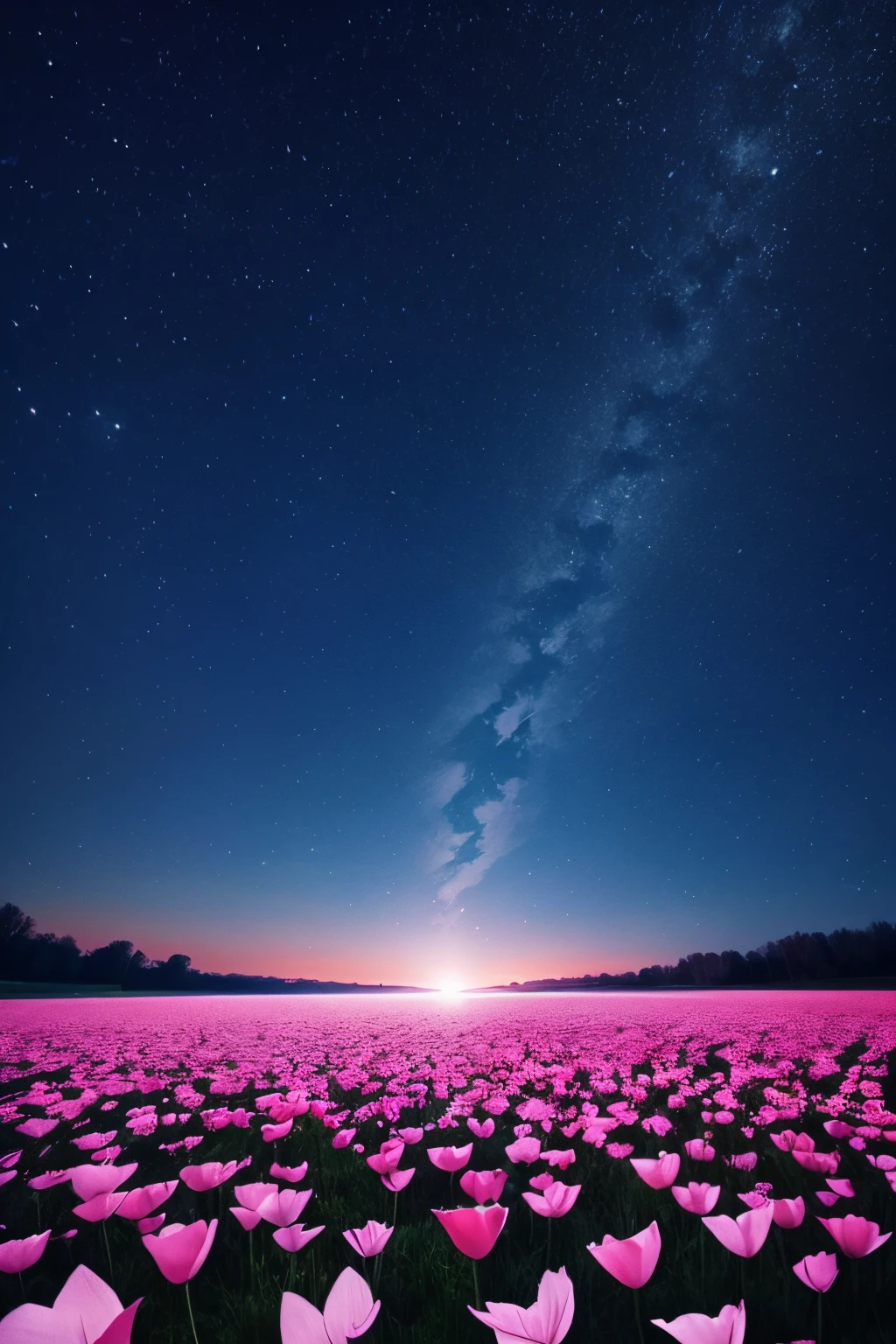 beautiful cute sky scenery, nighttime scene , Petals fluttering
