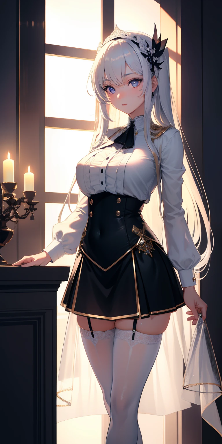 ((highest quality、High resolution、masterpiece))、Blonde、Cosplayer Beautiful Girl、skirt、Embarrassed face、((She shows her ))、I'm tempting you