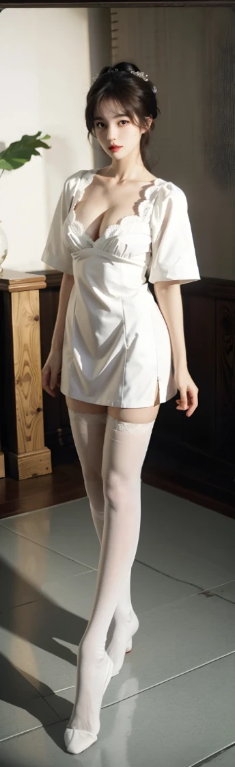 White ass pantyhose，White stockings，Thick white pantyhose，Thick white dancing socks，without wearing shoes，Super detail，hyper HD,A high resolution,1080p,Anatomically correct，ccurate，Physical coordination，Photo portrait，slender thigh，Delicatemakeup，Best quality, Masterpiece, 超A high resolution, RAW photo, Beautiful and aesthetic,deepshadow, (Photorealistic:1.4), full-body composition, Striking perspective.Naked