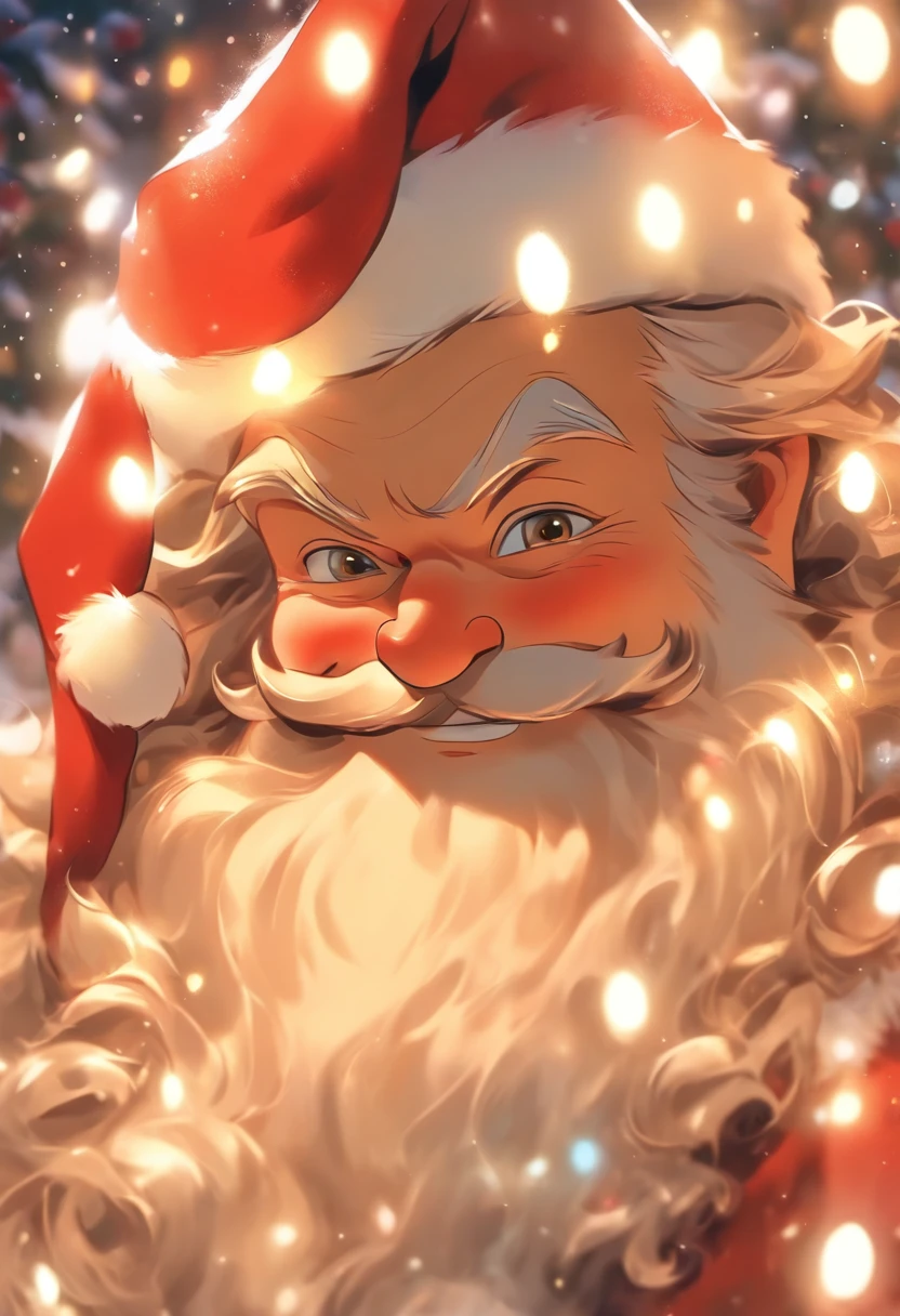 santa:An elder,White beard and white mustache hat,Wearing red Christmas clothes and Christmas hat。
Clear facial features:Santa Claus’s eyes are bright and energetic,ruddy nose,The lips are clearly contoured。
HD picture:The image is of high quality,Details are clearly visible,vibrant with colors。
Give gifts:Santa Claus holding a big red bag,It's filled with all kinds of beautiful gifts,He is smiling and handing gifts to the children。
Scenes:Santa Claus is in a warm living room,Fireplace visible、Christmas tree and shining lights,adding to the festive ambiance、In this high-definition picture,The image of Santa Claus comes to life。Santa Claus’s facial features are clearly visible:His bright and expressive eyes reveal warmth and kindness,The rosy nose exudes a rosy glow,while chiseled lips radiate a smile。The image is of high quality,Every detail is clearly visible,Bright colors make the whole scene more vivid