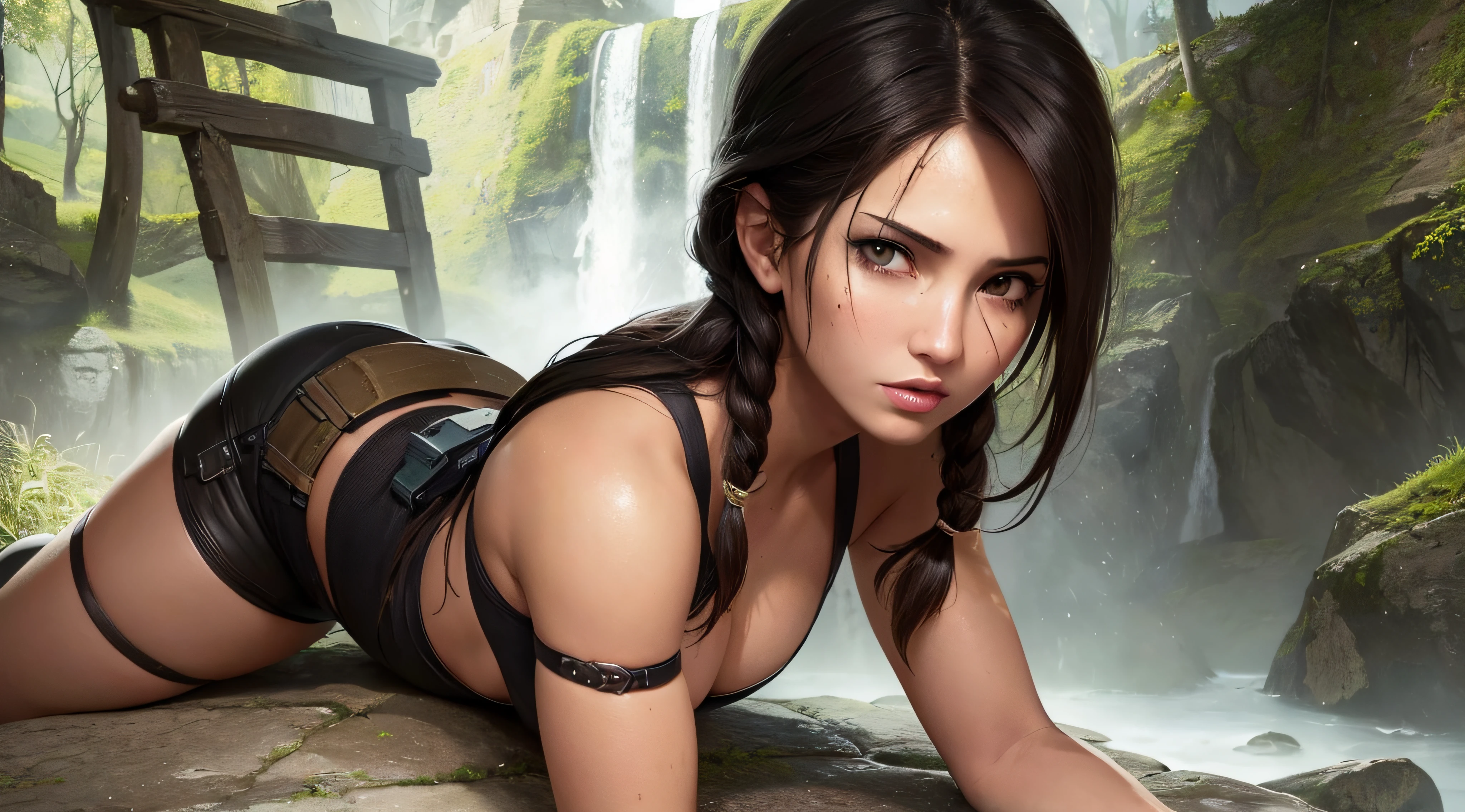 (obra prima) (perfection) (ultrarrealista | | |) (sem defeitos) (Anime) Lara Croft, tomb raider, facas, perigo, shadow tomb raider