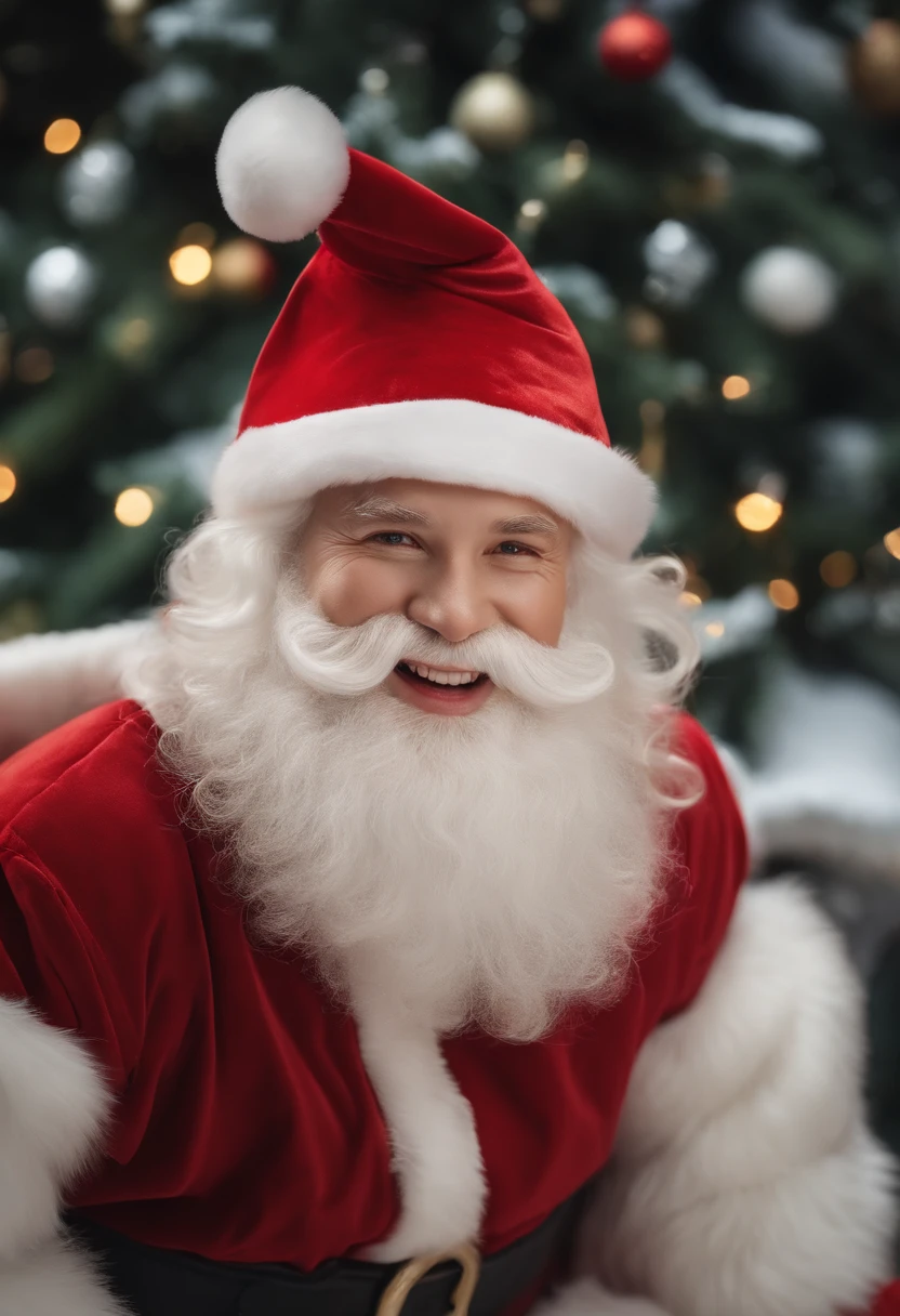 santa:An elder,White beard and white mustache hat,Wearing red Christmas clothes and Christmas hat。 Clear facial features:Santa Claus’s eyes are bright and energetic,ruddy nose,The lips are clearly contoured。 HD picture:The image is of high quality,Details are clearly visible,vibrant with colors。 Give gifts:Santa Claus holding a big red bag,It's filled with all kinds of beautiful gifts,He is smiling and handing gifts to the children。 Scenes:Santa Claus is in a warm living room,Fireplace visible、Christmas tree and shining lights,adding to the festive ambiance、In this high-definition picture,The image of Santa Claus comes to life。Santa Claus’s facial features are clearly visible:His bright and expressive eyes reveal warmth and kindness,The rosy nose exudes a rosy glow,while chiseled lips radiate a smile。The image is of high quality,Every detail is clearly visible,Bright colors make the whole scene more vivid