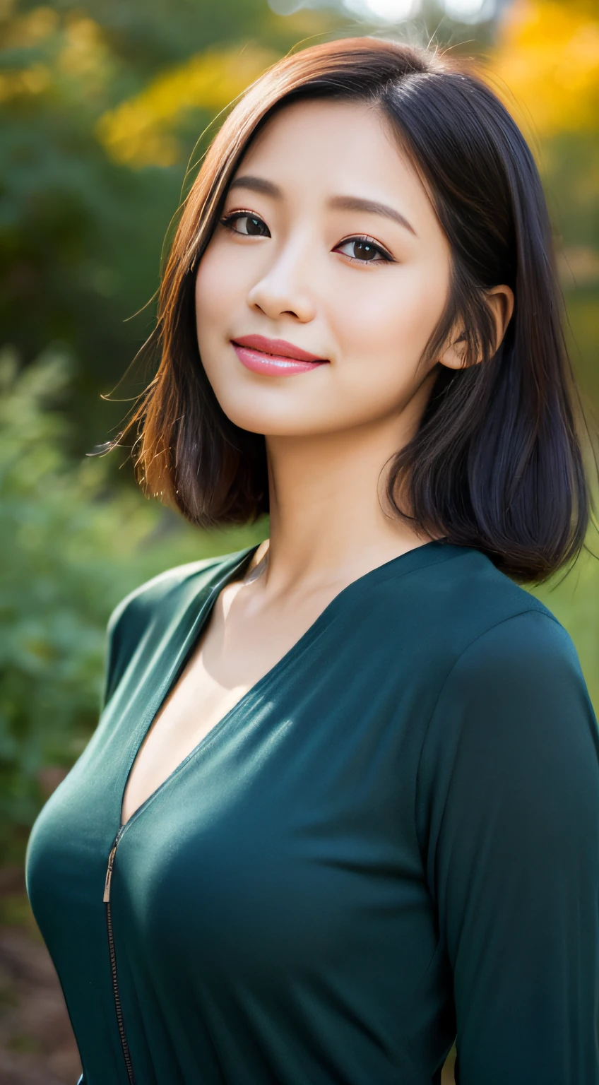 ((top-quality、8K、tmasterpiece:1.3))、sportrait, 8K, high qulity, Realistic photo images, 39 years old, Japan  Woman, clean and tidy wife, small, house wife, Reproduce natural and realistic eyes, Japanese station, small, Beautiful black hair, short detailed hair, light make-up, octaneratingrendering, Golden ratio composition, ssmile, Everyday wear, lounge suit, nature backdrop, vague background, 4K, high qulity, Realistic photo images, Japan  Woman, 37 years old, Pure Japanese face, Lovely wife, The upper part of the body, mediuml breasts, light make-up,, Mature woman, leisure wear, ssmile, brunette color hair, little black eyes, autumn background