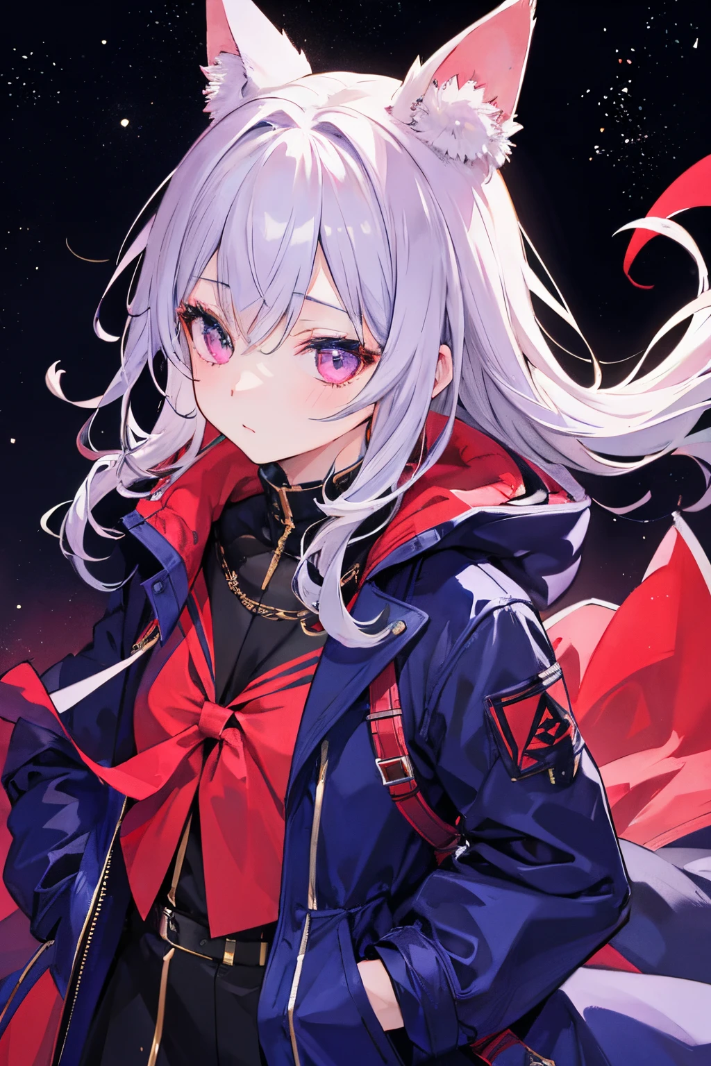 1girl in、nightcity、Sateen、coat、hands in the pocket、TOKYOcty、