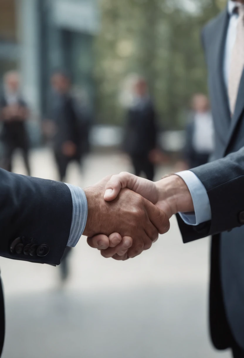 2 businessmen in suit, having a handshake