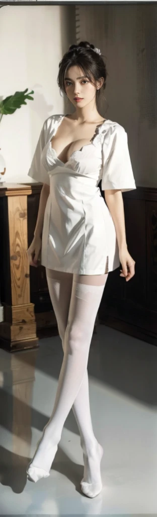 White ass pantyhose，White stockings，Thick white pantyhose，Thick white dancing socks，without wearing shoes，huge tit，Cocked buttocks，Super detail，hyper HD,A high resolution,1080p,Anatomically correct，ccurate，Physical coordination，Photo portrait，slender thigh，Delicatemakeup，Best quality, Masterpiece, 超A high resolution, RAW photo, Beautiful and aesthetic,deepshadow, (Photorealistic:1.4), full-body composition, Striking perspective.Naked