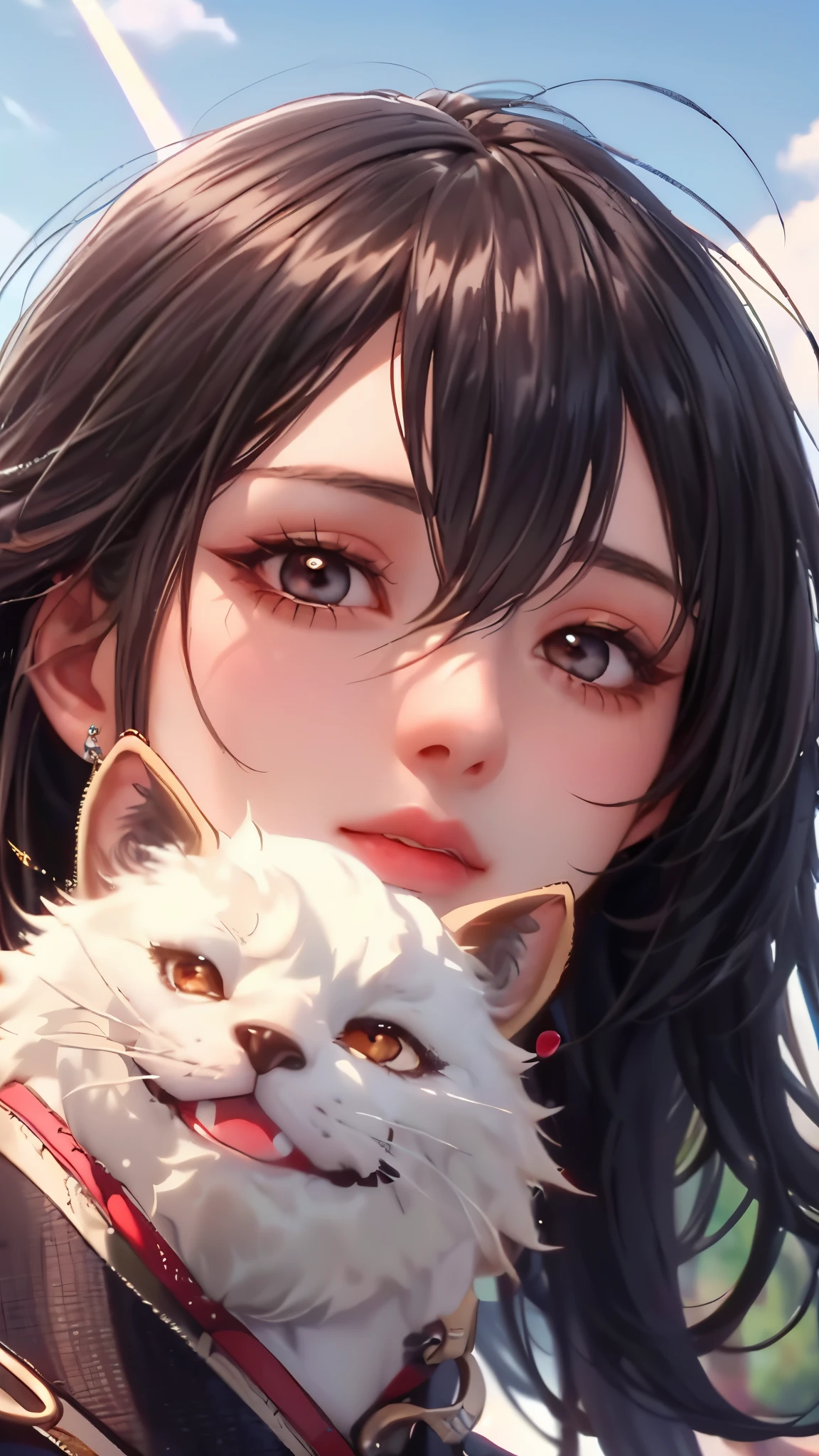 (((planning_ackerman,through bangs, obi strip, belt buckle, 黑The eye, black hair color hair, Brown belt, Brown jacket, Buckle up, Formal shirts, hair between eye, jaket, longer sleeves, Medium hair, Open your clothes, Open jacket, uniform of heaven, red neckchief, The shirt, ))),((tmasterpiece)),A high resolution, ((Best quality at best)),tmasterpiece,top-quality,Best quality,((( exquisite facial features,looking at viewert,There is light in the eyes,Smilingly,Self-confident ))),(((Light and shadow interlace,huge boob))),(((araf asian woman posing, beautiful Korean women, Sam rice cereal, Realistic young gravure idol, Lop, beautiful attractive anime woman, Korean girls, Japan goddess, drying,and the sun was shining brightly, seductive anime girls, gorgeous young korean woman, yanjun chengt,)))