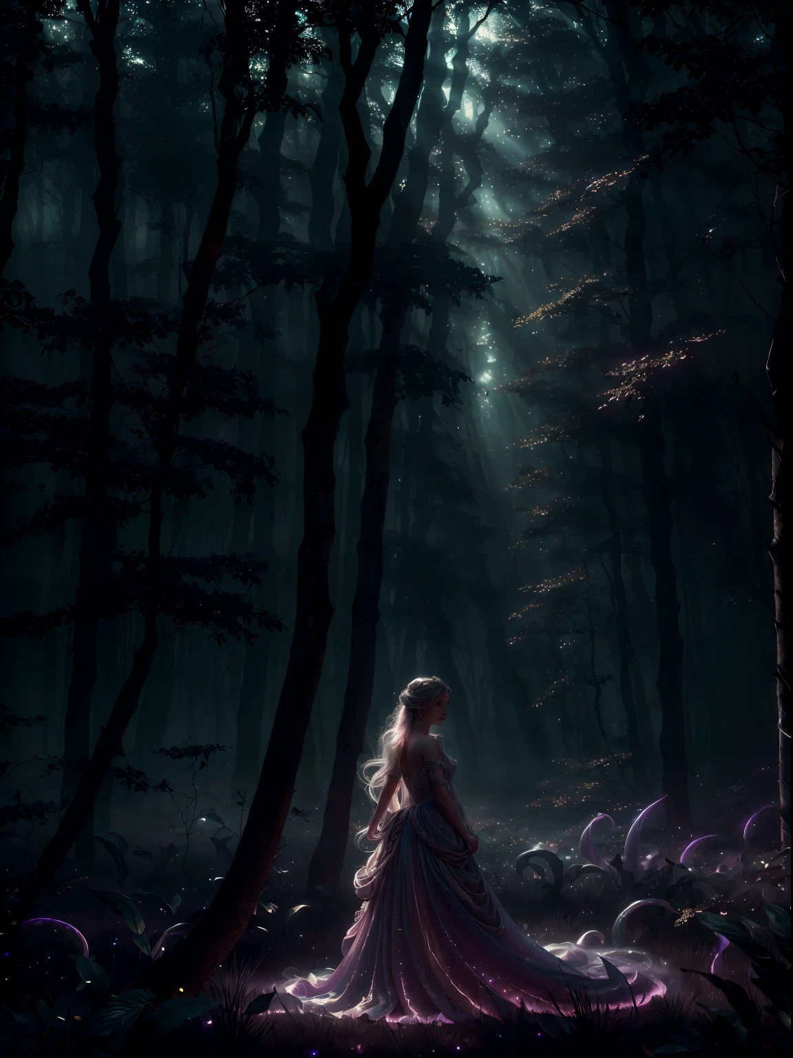 (best quality,ultra-detailed,realistic:1.37),magical world,magic everywhere,naked girl covered in magic,very beautiful,detailed everything,illustration,soft lighting,vibrant colors,fantasy,subtle colors,ethereal,Aurora Borealis,fairy tale,glowing lights,sparkling stars,mysterious,breathtaking scenery,enchanted forest,whimsical creatures,floating islands,mystical atmosphere,serene ambiance,surreal,ethereal,harmonious,tranquil,spellbinding,shimmering,magical elements,delicate brushstrokes,glowing magical orbs,light and shadow play,serenity, (4k,8k,highres, masterpiece:1.2), ultra-detailed, (realistic, photorealistic, photo-realistic:1.37), magic, magical flying train, very beautiful girl, magic around, fantasy, illustration, vivid colors, enchanting atmosphere, ethereal light, surreal, dreamlike, mystical landscapes, mesmerizing, whimsical details, floating objects, captivating scene, darkness,shadowy girl,mysterious atmosphere,detailed eyes,long flowing hair,twilight setting,moonlight,subtle highlights,intense contrast,eerie vibes,gloomy scene,nighttime whispers,surreal ambiance,ethereal beauty,dreamlike,haunting,dramatic lighting,artistic rendering", ((very crazy clothes)), (((corrupted ex-prinsess))), (())