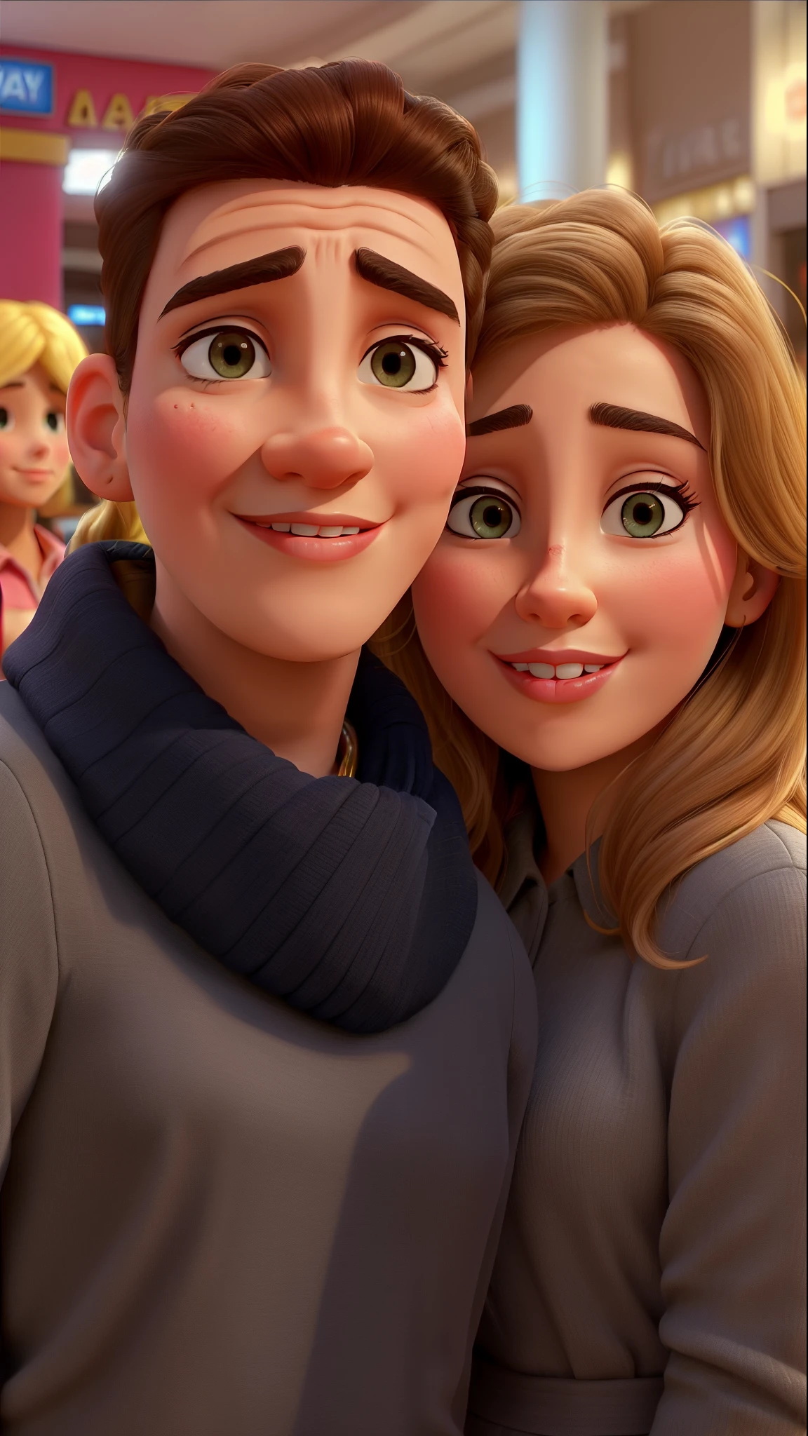 arafor tours with a woman and a man in a mall, profile pic, profile image, very very low quality picture, profile picture, taken in the early 2020s, official, by Emma Andijewska, detailed!, isabela moner, profile photo, ayanamikodon and irakli nadar, 😭 🤮 💕 🎀