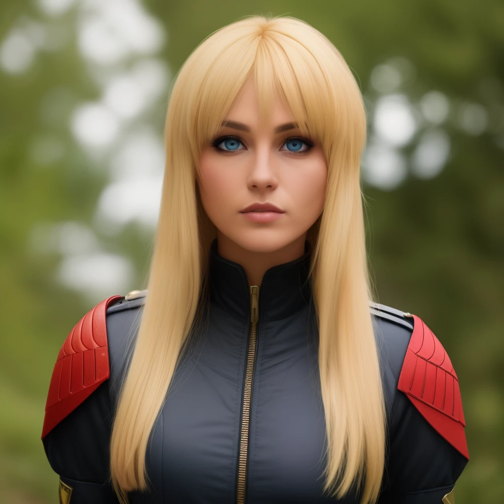 a blond Red eyes suits femele soldier