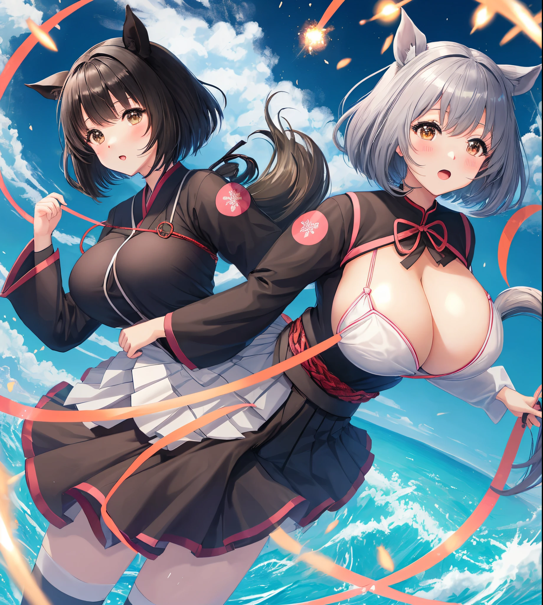 animesque　Horse Musume　kitasan black　girl with　校服　quadratic element　active　huge tit　skirt by the　A dark-haired　short-hair