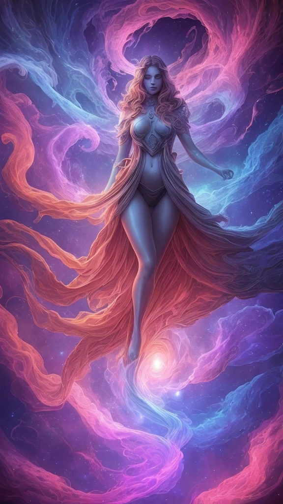 raytraced render and digital painting of the inconceivable and spectacular a scene of emergence of a figure from the glowing cloud, cosmic entities, celestial, cosmic, luxury, elegant, ornate, vibrant and vivid, smooth, soft billowing smoke, bright, heavenly, elegant, swirls, cosmic nebula vines, nebula threads, twirling, billowing, cinematic, unrealistic, high contrast, symobolism, magical, mystical, mystifying, obscure, perplexing, hyperrealistic, oversaturate, colorfully