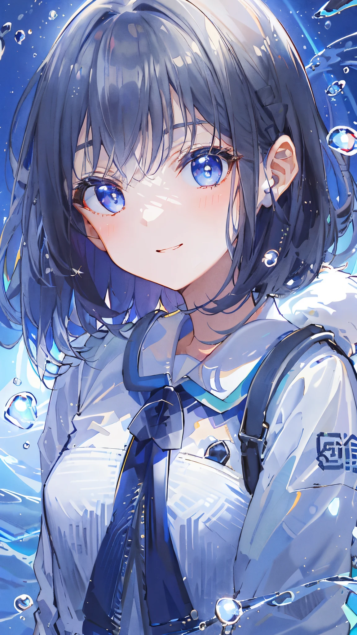 Anime girl with blue eyes and a white shirt and tie - SeaArt AI