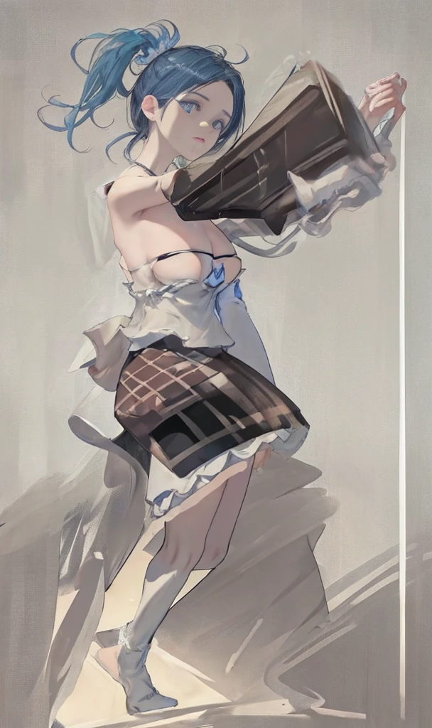 ((above shoulder,facial closeups)), Bigboobs, looking at viewert, ultra-realistic realism, Ghibli-style colors, Ghibli-style colors, japanese manga, Standing Picture, angle of view, foreshortening, foreshortening, 8K, super detailing,All women have big breasts,Endless realism, cellshading,,character sheets, reference sheet, Standing Picture, 8K, super detailing, 1080p, Women HD,femele, 16k, A high resolution, Best quality at best, high high quality, Anatomically correct, tmasterpiece, Acura, hyper HD,as elegant as a swan,unreal-engine, Ghibli-style colors, japanese manga, Standing Picture, angle of view,battle armor,ssee-through,Lace skirt,Blue hair,red - eyed,Sexy big breasts,Transparent tulle clothes