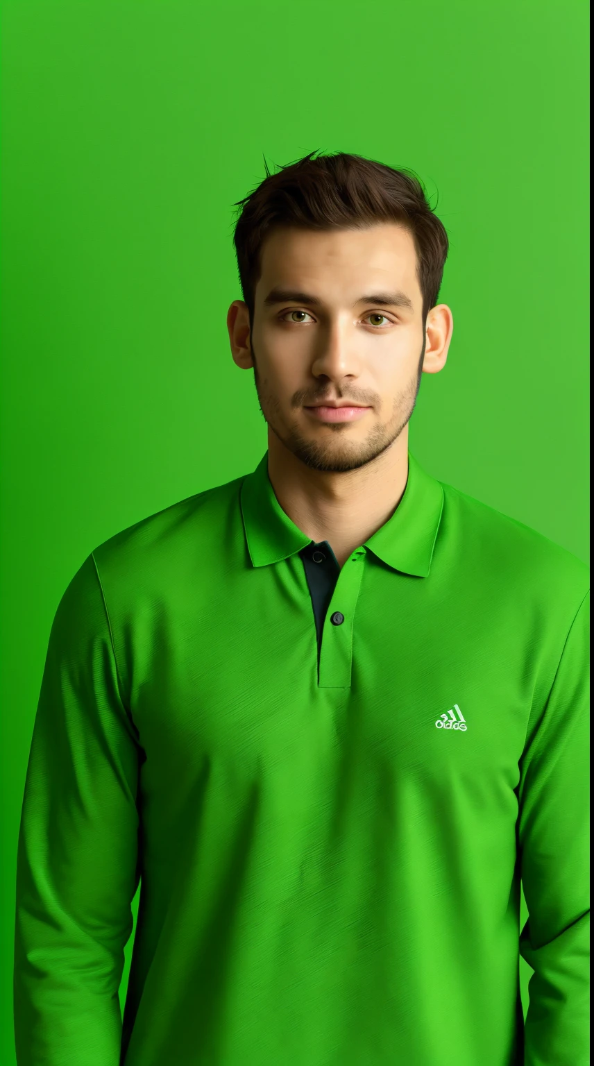 Man with green background