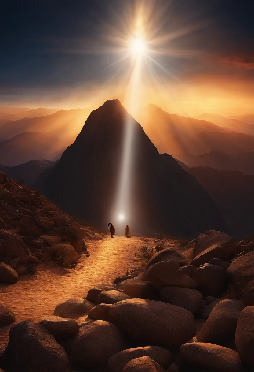 The Ten Commandments of Moses、moses tablet、the top of mount sinai、moses praises god、moses thanks god、There is the glorious glory of God、May it be a blessing、The glow that illuminates the top of the mountain、Shining light from directly above the summit、brilliance
