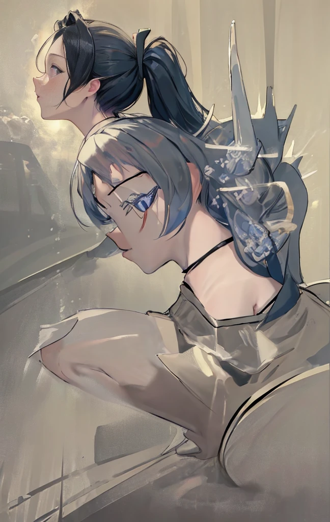 ((above shoulder,facial closeups)), Bigboobs, looking at viewert, ultra-realistic realism, Ghibli-style colors, Ghibli-style colors, japanese manga, Standing Picture, angle of view, foreshortening, foreshortening, 8K, super detailing,All women have big breasts,Endless realism, cellshading,,character sheets, reference sheet, Standing Picture, 8K, super detailing, 1080p, Women HD,femele, 16k, A high resolution, Best quality at best, high high quality, Anatomically correct, tmasterpiece, Acura, hyper HD,as elegant as a swan,unreal-engine, Ghibli-style colors, japanese manga, Standing Picture, angle of view,battle armor,ssee-through,Lace skirt,Blue hair,red - eyed,Sexy big breasts,Transparent tulle clothes