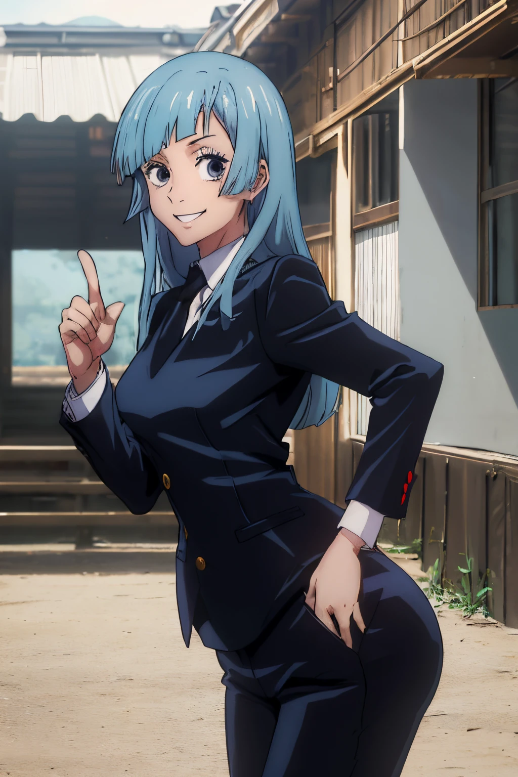 masutepiece, Best Quality, High quality, absurderes, 
Looking at Viewer, Cowboy Shot,  
Suit, Pants, a smile,miwa kasumi