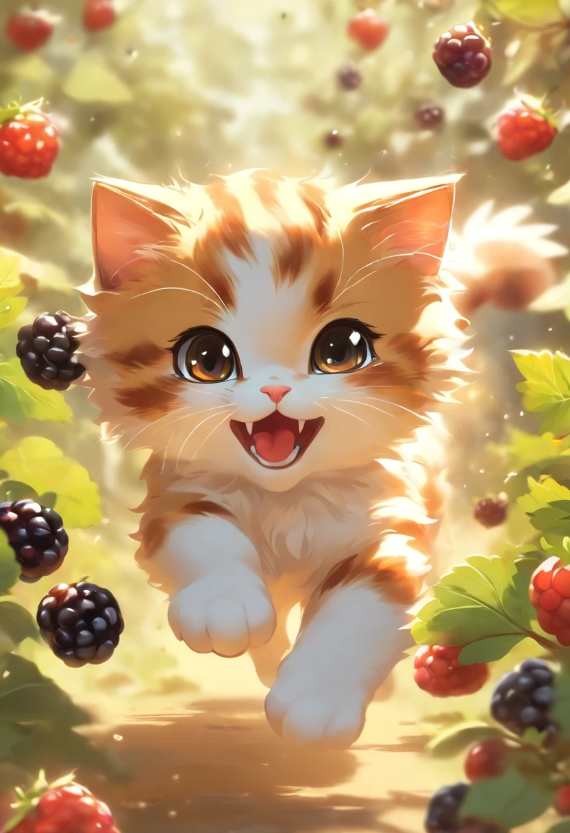 A 2D chibi character of a European light brown cat with white  with the pose of saying hello