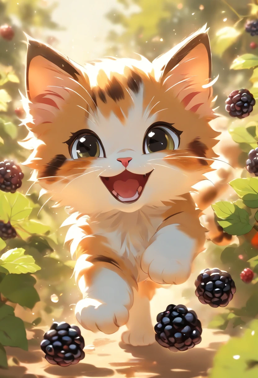 A 2D chibi character of a European light brown cat with white  with the pose of saying hello