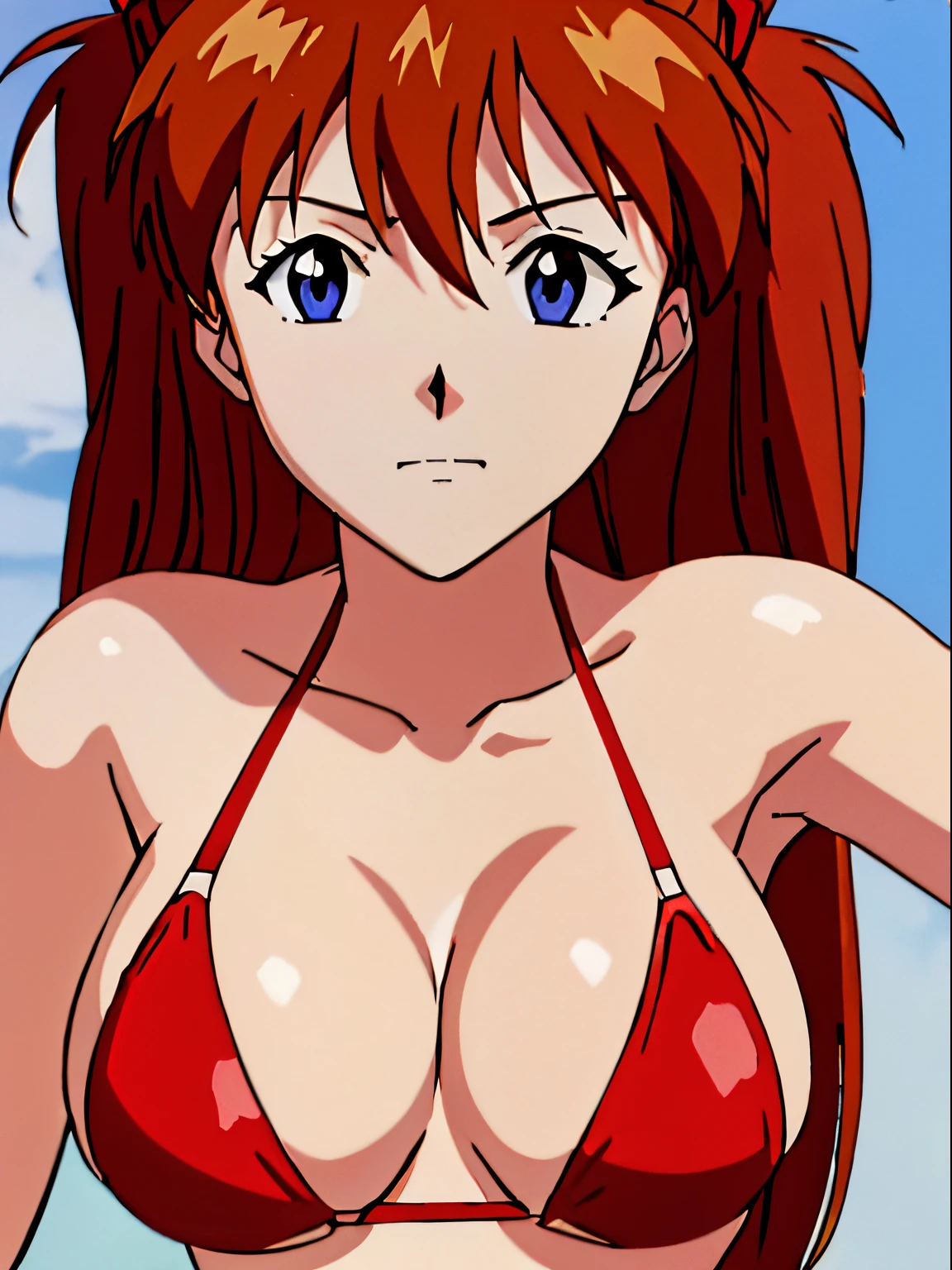 (masutepiece, Best Quality, Detailed), 1girl in, Solo, Souryu Asuka Langley, Red bikini, free pose