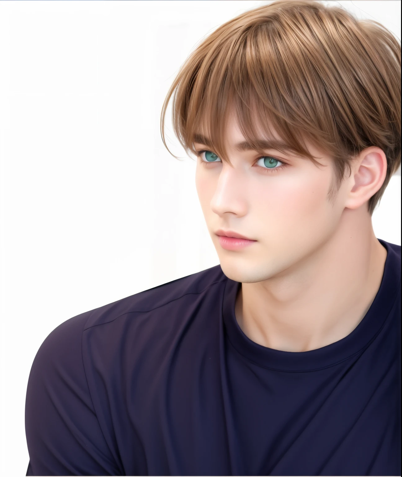 handsome young man, brown hair, green eyes