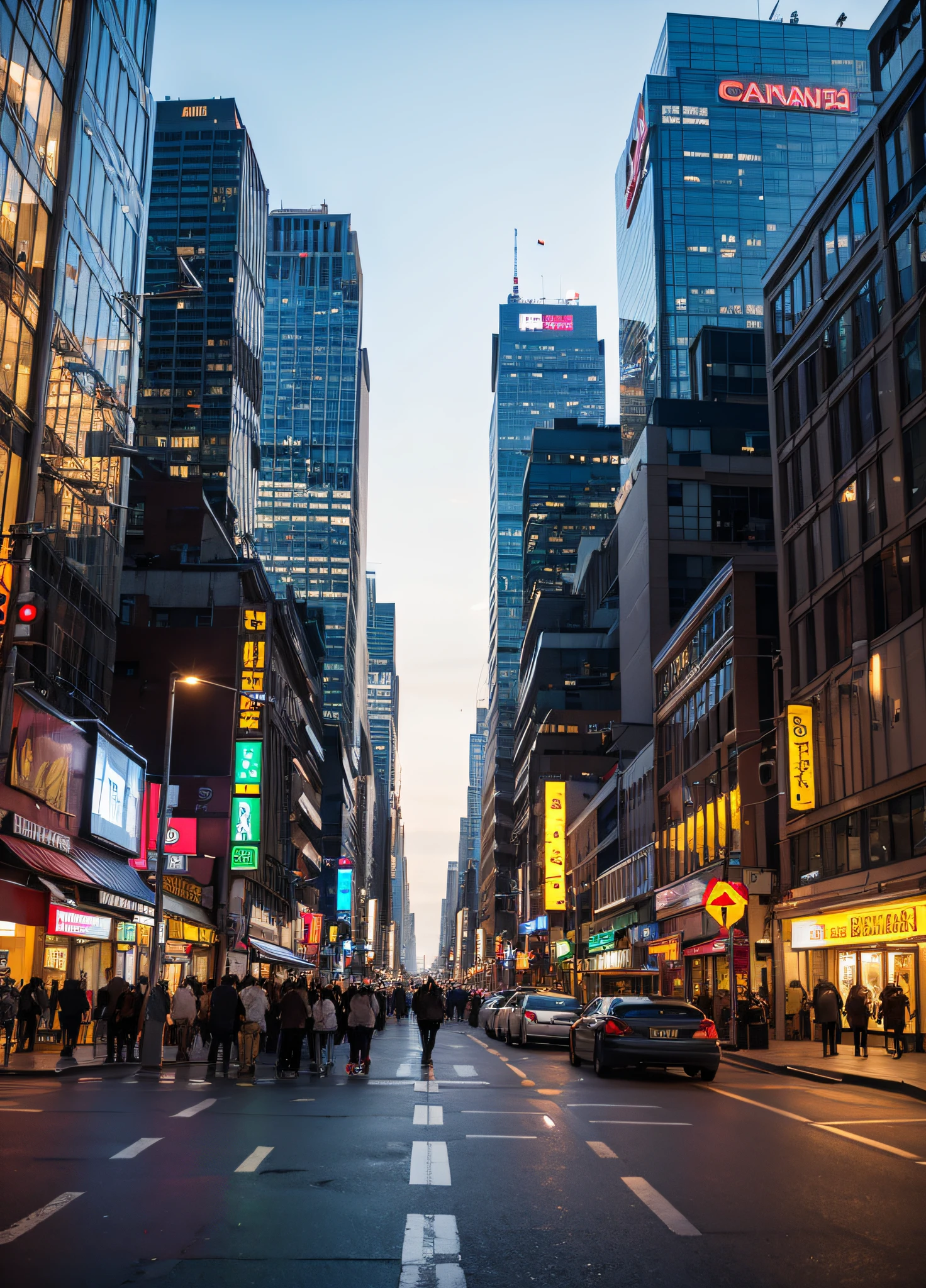 An image of a large metropolis is rich in urban elements that reflect the hustle and bustle, a diversidade e a complexidade da vida na cidade. Here is a breakdown of an image of a large metropolis with all the typical features:

towering skyscrapers: The cityscape is dominated by tall, modern skyscrapers that stretch to the horizon, criando um horizonte impressionante.

Luzes da cidade: in the nighttime, The city glows with twinkling lights of buildings, neon signs and car headlights, creating a unique atmosphere.

heavy traffic: The streets are lined with vehicles, incluindo carros, bus, Taxis and bicycles, todos se movendo em um fluxo constante.

Pessoas apressadas: On busy sidewalks, A crowd of people rush to work, lojas ou compromissos, each with its own history and destiny.

Squares and urban parks: The metropolis may have squares and urban parks that offer a break from the hustle and bustle of the city, onde as pessoas podem relaxar e se conectar com a natureza.

Communication towers: Antennas and communication towers punctuate the urban landscape, simbolizando a conectividade moderna.

historical buildings: Among the modern buildings, there may be historic buildings, Monuments and landmarks that tell the story of the city.

Restaurants and cafes: Sidewalks are lined with restaurants, Cafes and Food Trucks, offering a variety of dining options.

Cultura e entretenimento: Teatros, cinemas, museus e galerias de arte proporcionam cultura e entretenimento aos residentes e visitantes.

Mercados movimentados: Mercados locais, feiras e vendedores ambulantes oferecem uma variedade de produtos frescos e itens exclusivos.

public transport: Metro systems, Buses and trains keep the city moving, oferecendo uma maneira eficiente de se locomover.

Arte urbana: Colorful murals and graffiti decorate walls and facades of buildings, adding a touch of creativity to the cityscape.

Diversidade cultural: The metro