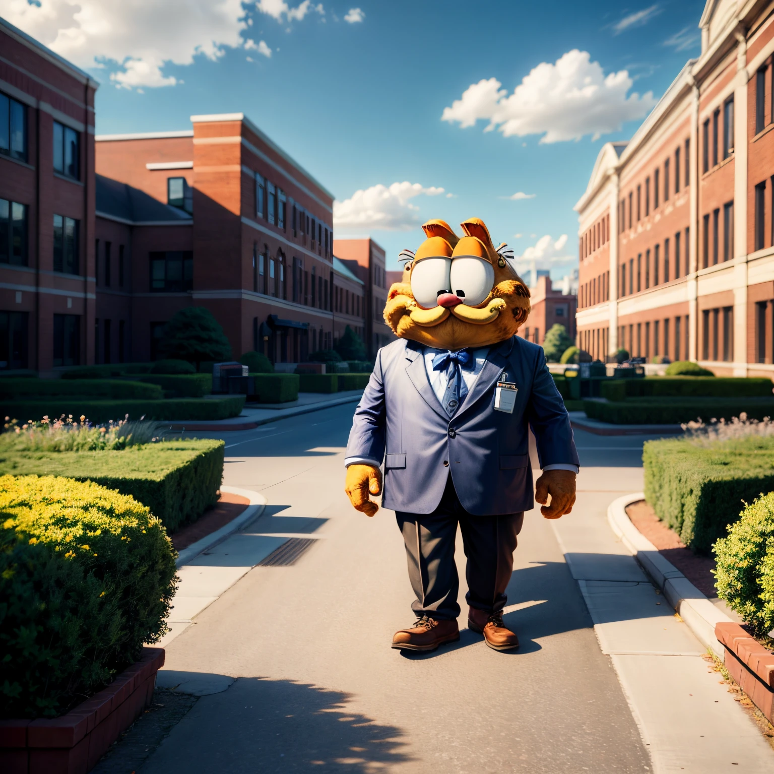 Dr. Garfield,hospital in background,tmasterpiece, Best quality, (Very detailed CG unified 8k wallpaper), (Best quality), (Best Best Illustration), (The best shadow),