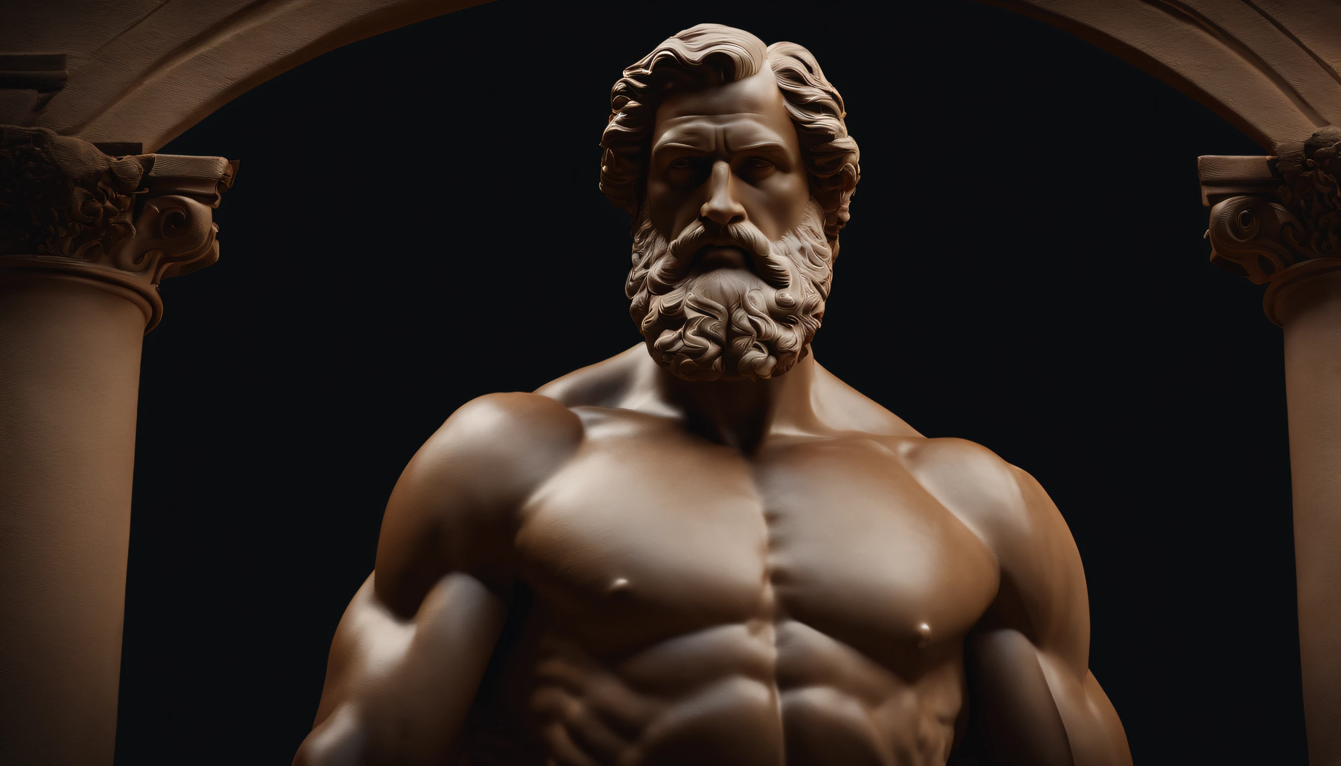 Stock Gricki Stoic
which is the Greek historical status with
Hercules profile muscles
Cinematic 8k and dark background