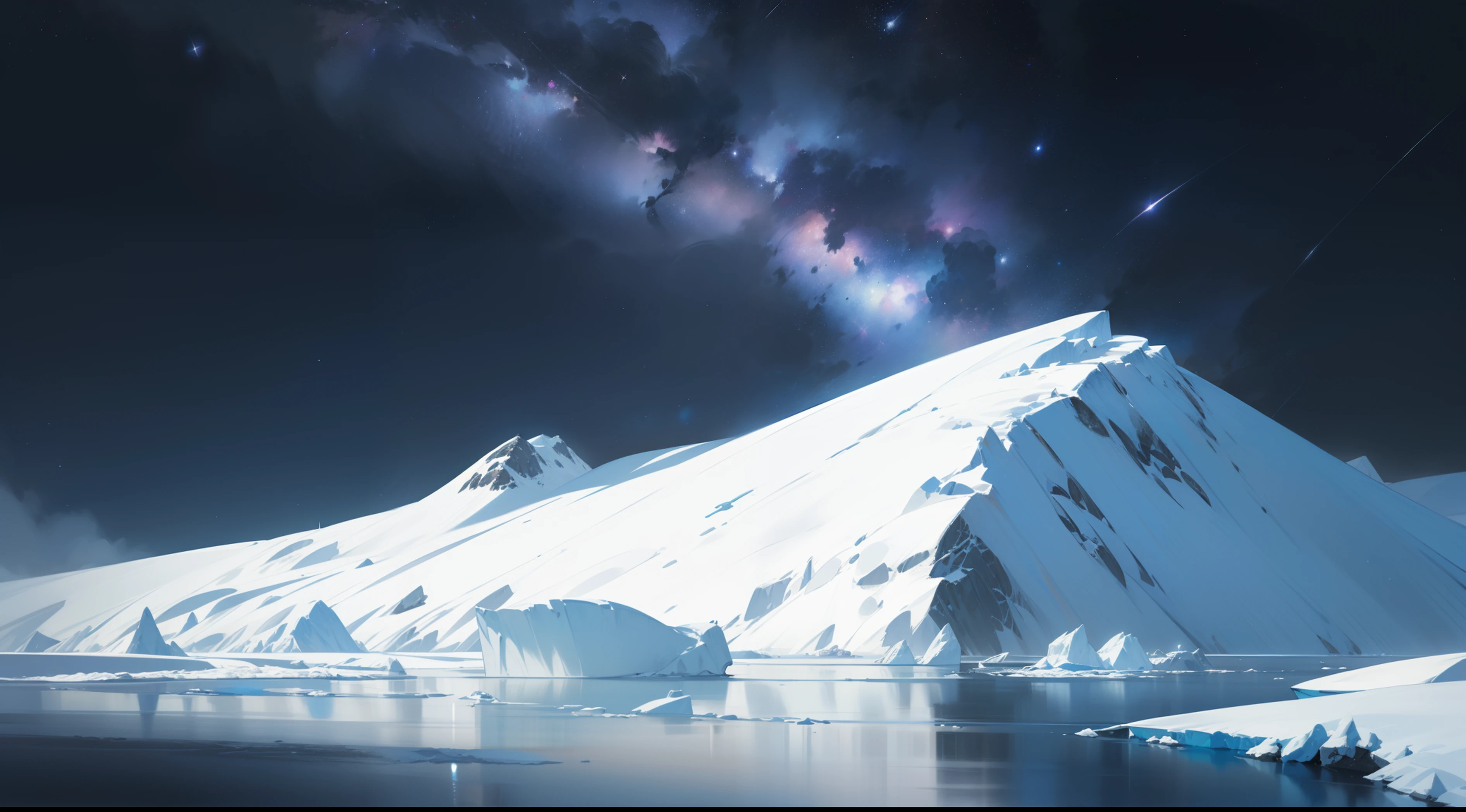 Antarctica, the night, Starry sky, nobody, The painting conveys the cold, wallpaper