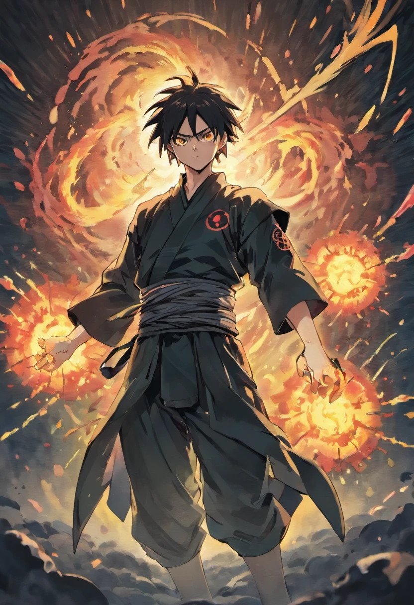 Masterpiece, 8K High Quality, Best Quality Poster, Wallpaper, Male, 1 Teenage-Boy, Diffused Sunlight, Detailed, Vibrant Colors, Breath-taking Movie Poster Composition, Ultra Detailed, Looking at The Viewers, Digital Art, Illustration, Masashi Kishimoto’s Inspired, Legendary, Power, Good Proportion, Accurate Anatomy, Perfect Anatomy, Perfect Hands, Cinematic Lighting, Intense Shadows, Elegance, Senku Ishigami, Naruto Uzumaki, Manga-Anime Art, Bright Colours, Extremely Handsome Detailed Anime Face and Eyes, Full-Body, Character Design, Wide Shot, Forest, Sharp Image, Cinematic Angle, 3-Point Perspective, Action-Packed, Dynamic, Solo-Character, 1 Character, Floating Hair, Dynamic Pose, Ninja Pose, Jumping Pose, Solo Focus, Centered, Scale to Fit Dimensions, Hyper Super Ultra Perfect Piece, Flawless, High-Contrast, Double Exposure, Scientific Background, Science, Science Backstory, Ninja Shinobi Aesthetic, Jet-Black Hair, Spiky Hair, Reminiscent of Traditional Shinobi Styles, Short Hair with a Few Longer Strands Framing his Forehead, Slightly Unkempt Look, Sleek Black Shinobi Robe with Red Marking of Chemical Symbols, Scientific Prowess, Clothing Adorned with Pockets and Compartments to Store Various Scientific-Ninja Tools, Senku’s Forehead Protector would Feature a Unique Emblem Around his Forehead, Gloves Would Handle Chemicals and Ninja Tools with Precision, He'd Carry a Belt Filled with Pouches Containing Vials of Different Chemical Compounds and Scrolls Filled with Scientific Notes, A Small - Retractable Chalkboard and Chalk Would Hang From His Waist, Genius Strategist, Ninjutsu Tools, Stealth and Infiltration, Mid-Battle, Surrounded by Swirling Chemical Reactions and An Array of Vials and Scrolls Floating Around Him, Performing a Powerful "Chemical Explosion Jutsu," with His Arms Outstretched as Fiery Explosions Erupt From His Fingertips, This Would Perfectly Encapsulate His Unique Blend of Science and Shinobi Prowess.