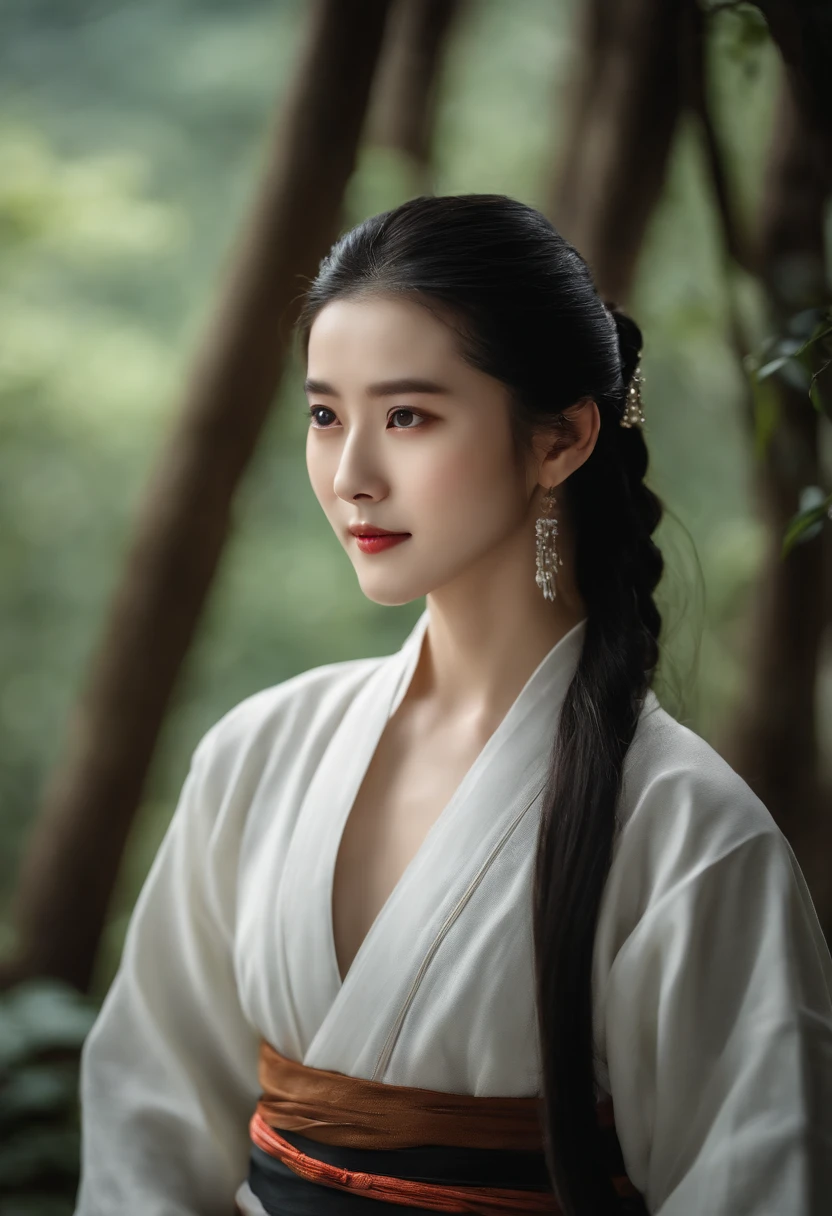 Mr.. Jin Yong martial arts novel《The Condor Heroes》curled, Xiao Longnu is a very charming and mysterious character。She has a face like a fairy, A pure face exudes a charming light。Her beauty is like a gift from God, People dare not look directly, ao mesmo tempo, deeply attracted people's attention。, Xiao Longnu’s eyes are clear and bright, like clear spring water, Revealing endless wisdom and determination。She is beautiful, Light as a swallow, Every move exudes nobility and elegance。Her long hair flowed like a waterfall, Blowing in the wind, like a dream, It gives an otherworldly feeling., Xiao Longnu is not only beautiful in appearance, Her martial arts skills are at their peak, Become a high-profile legend in the martial arts world。The cold appearance hides perseverance and bravery., Showing femininity and strength coexist。, Generally speaking, Xiao Longnu is a legendary woman who combines beauty and martial arts, Her image undoubtedly left a deep impression on people。, The eyes are clear and bright, like clear spring water。slim posture, Light as a swallow。Long hair flowing like a waterfall。, hyper HD, Best quality at best