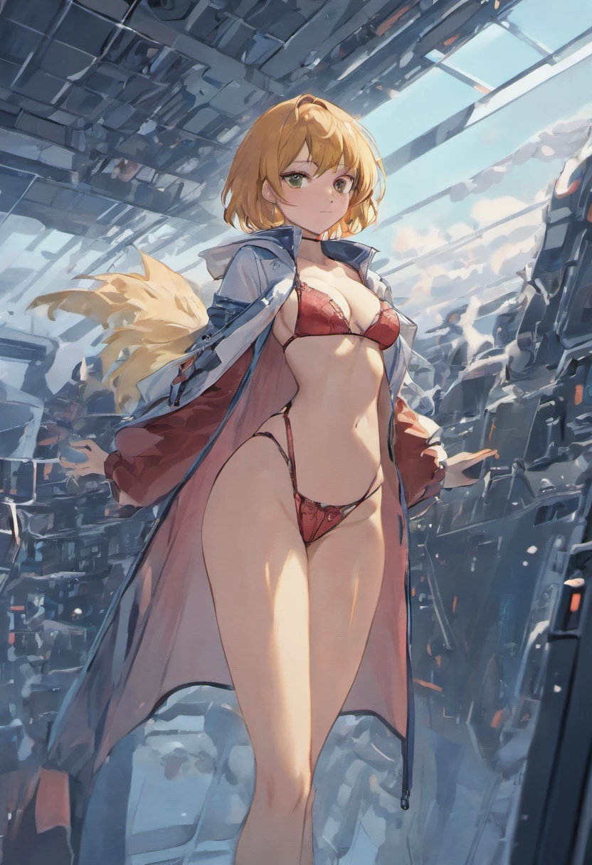 ((high definition)), ((full body)) press photography, ((aviator))((wearing open raincoat and lingerie)), ((Lockheed Vega 5B in the arctic)), ((enchanting)), ((big butt, huge boobs)), ((looking away from the camera)), Detailed, Detailed pretty face, Sharp Focus, (Detailed and intricate), 4k, Leica 35mm F2.8, Fuji Superia Reala 100