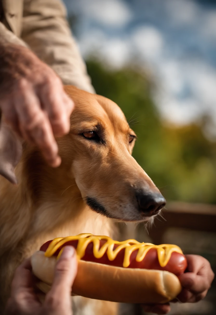 Hotdogfingers at a petting zoo, feeding the animals,original,He’s a middle aged man who is balding but the star of the show is that his fingers are hot dogs
