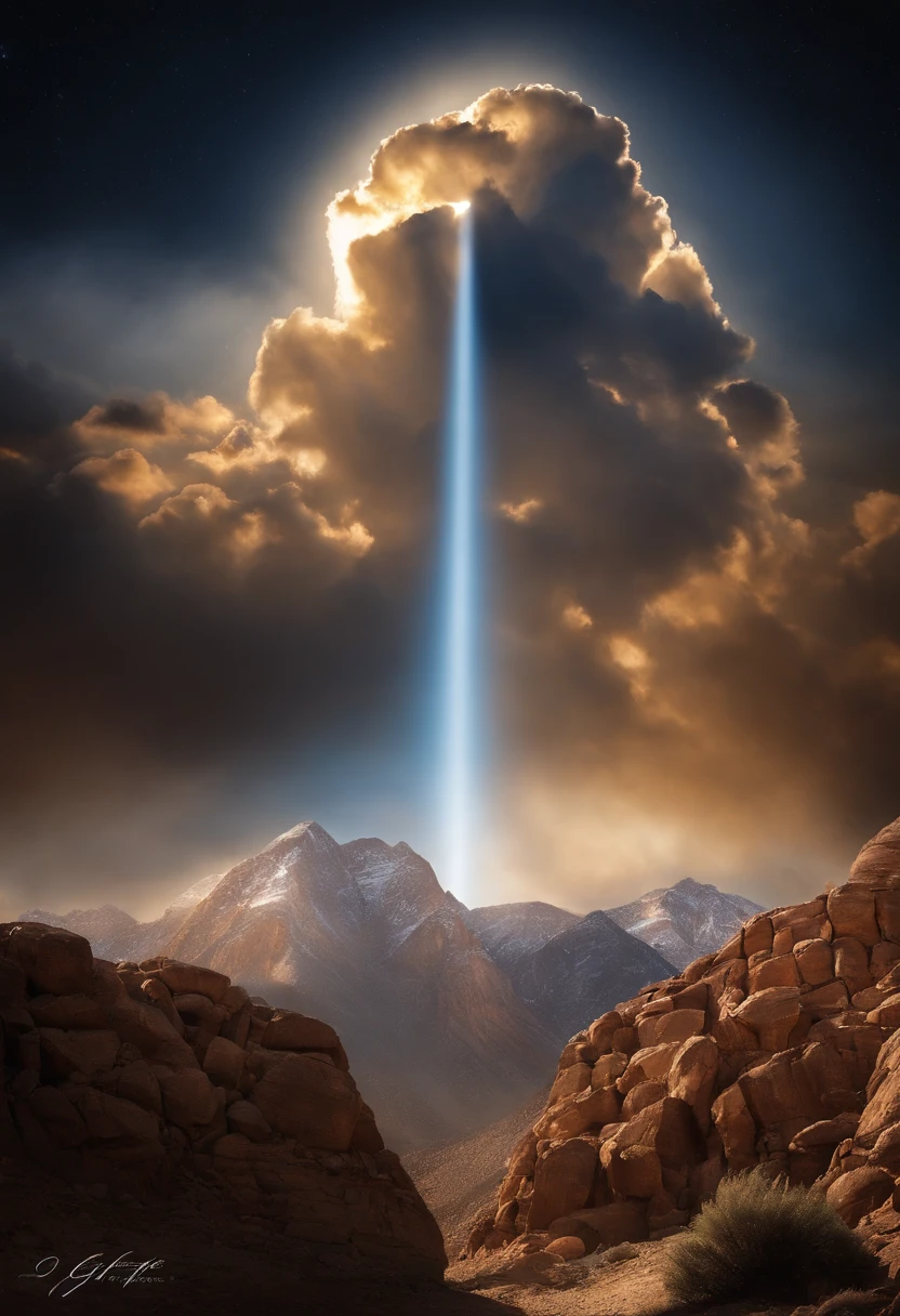 The Ten Commandments of Moses、moses tablet、the top of mount sinai、moses praises god、moses thanks god、There is the glorious glory of God、May it be a blessing、The glow that illuminates the top of the mountain、light shining from directly above、brilliance、god'glory is above、god'glory from above