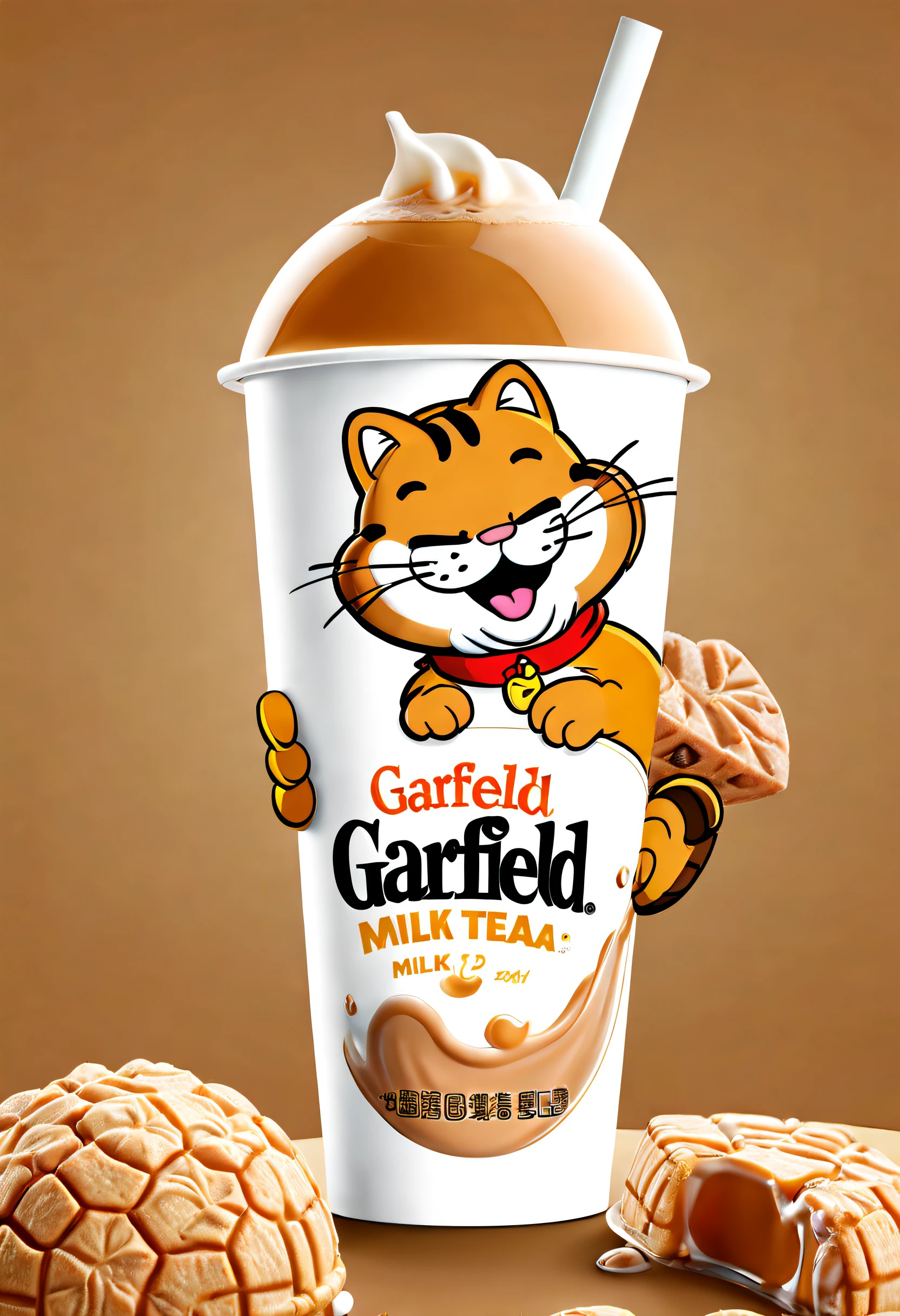 Brand advertising,Creative poster,Garfield milk tea,